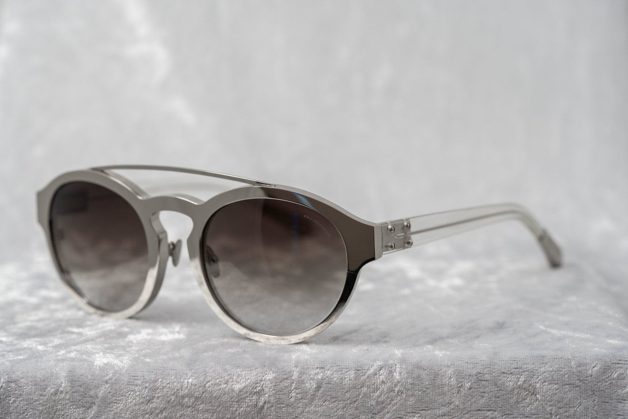 Kris Van Assche Unisex Sunglasses Oval Shiny Silver and Grey Graduated Lenses - KVA4C4SUN - Watches & Crystals