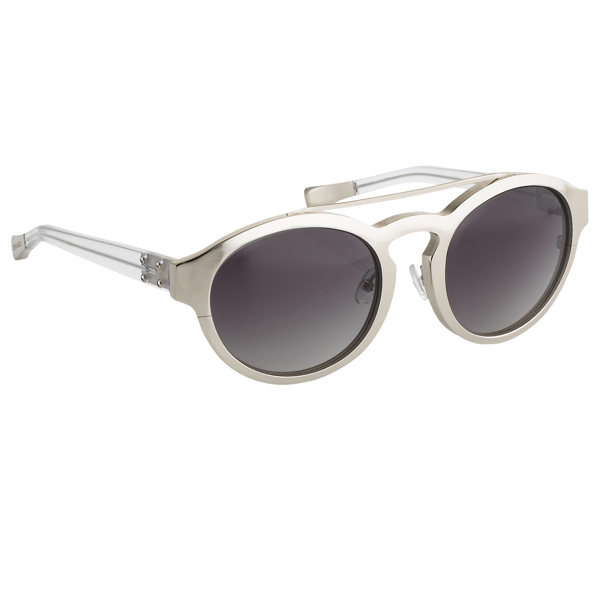 Kris Van Assche Unisex Sunglasses Oval Shiny Silver and Grey Graduated Lenses - KVA4C4SUN - Watches & Crystals