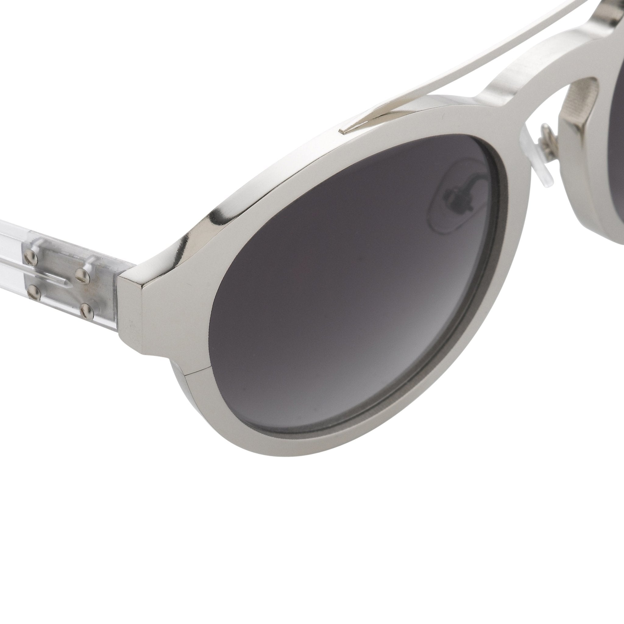 Kris Van Assche Unisex Sunglasses Oval Shiny Silver and Grey Graduated Lenses - KVA4C4SUN - Watches & Crystals