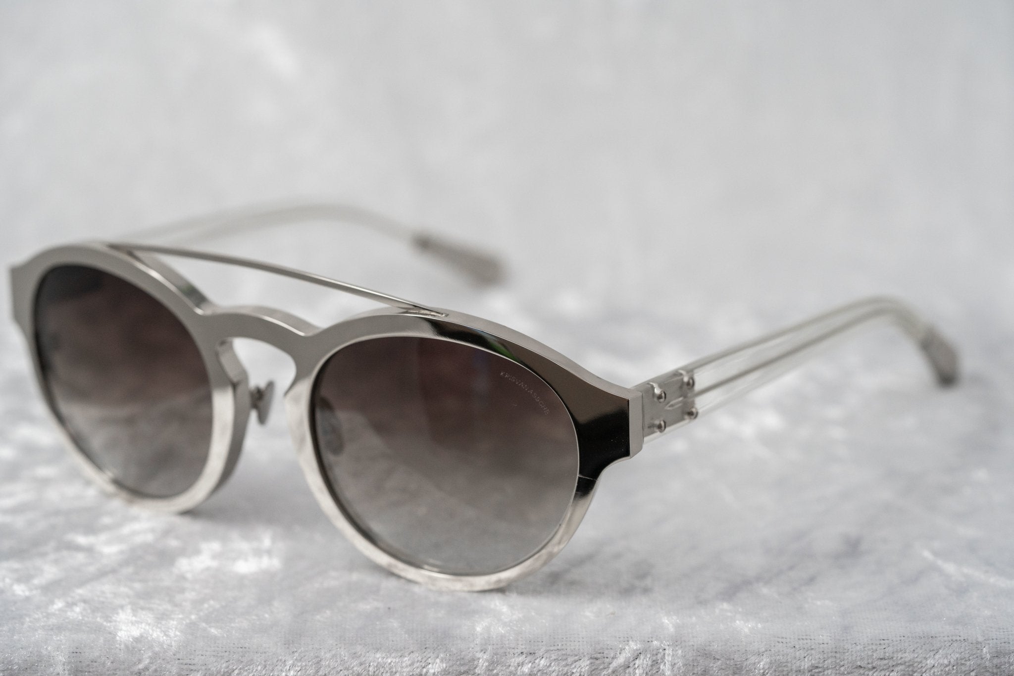 Kris Van Assche Unisex Sunglasses Oval Shiny Silver and Grey Graduated Lenses - KVA4C4SUN - Watches & Crystals