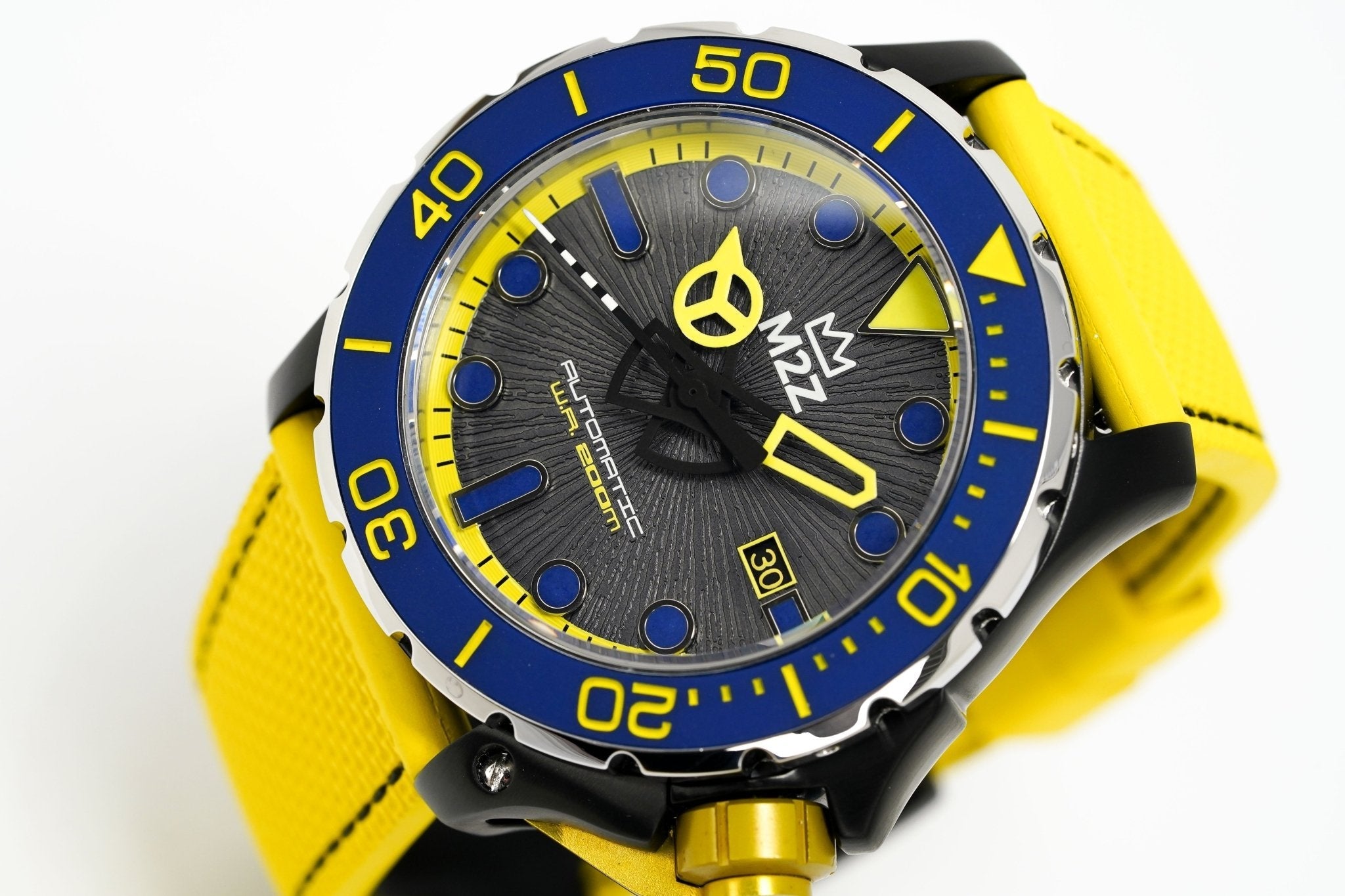 M2Z Men's Watch Diver 200 Yellow IP Black 200-006 - Watches & Crystals