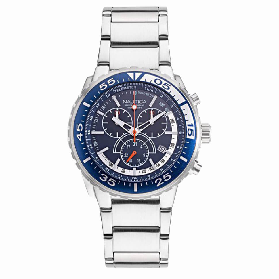 Nautica Men's Watch Chronograph Castle Silver NAPCAS902 - Watches & Crystals