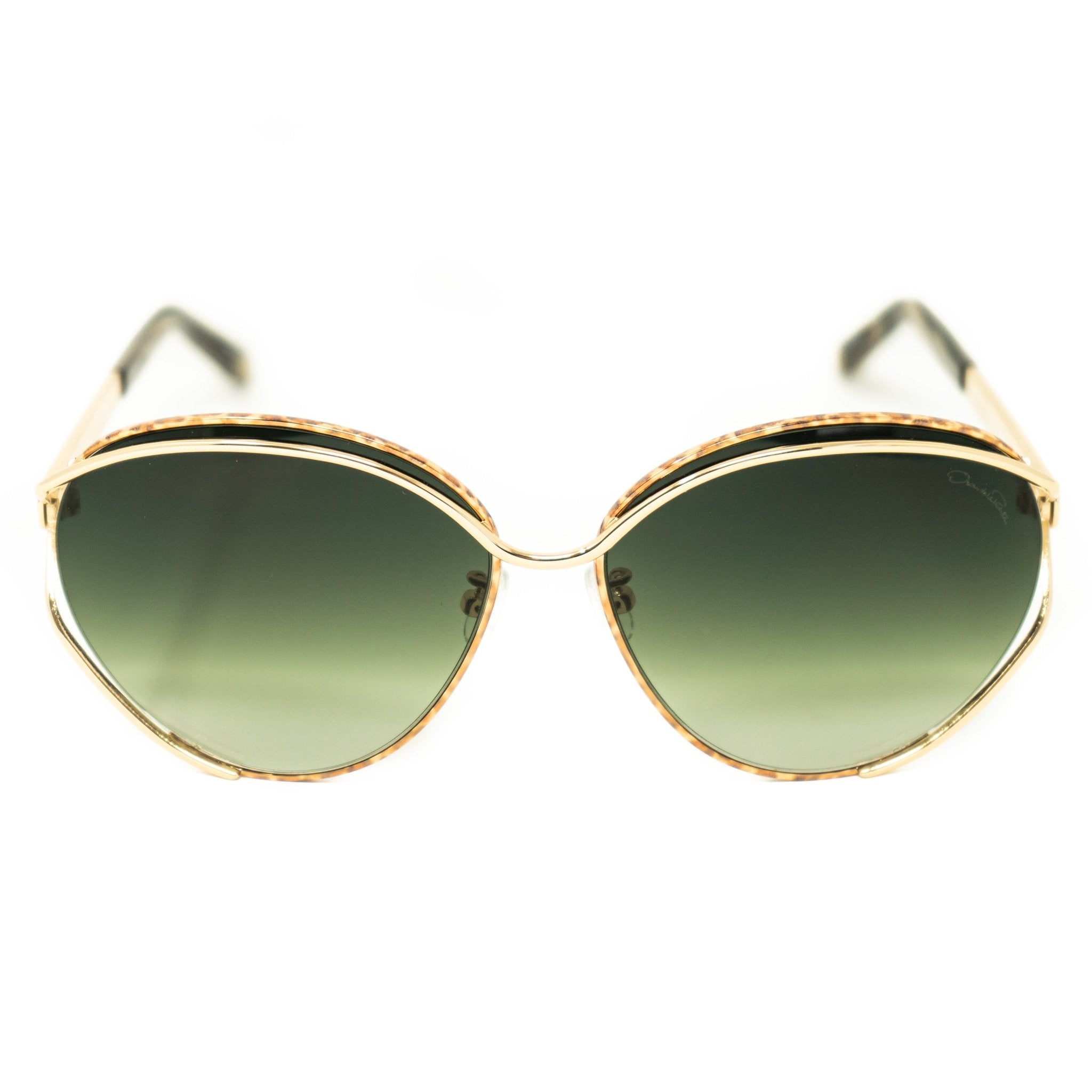 Oscar De La Renta Sunglasses Oval Frame Gold Amber With Green Graduated Lenses Category 3 ODLR61C1SUN - Watches & Crystals