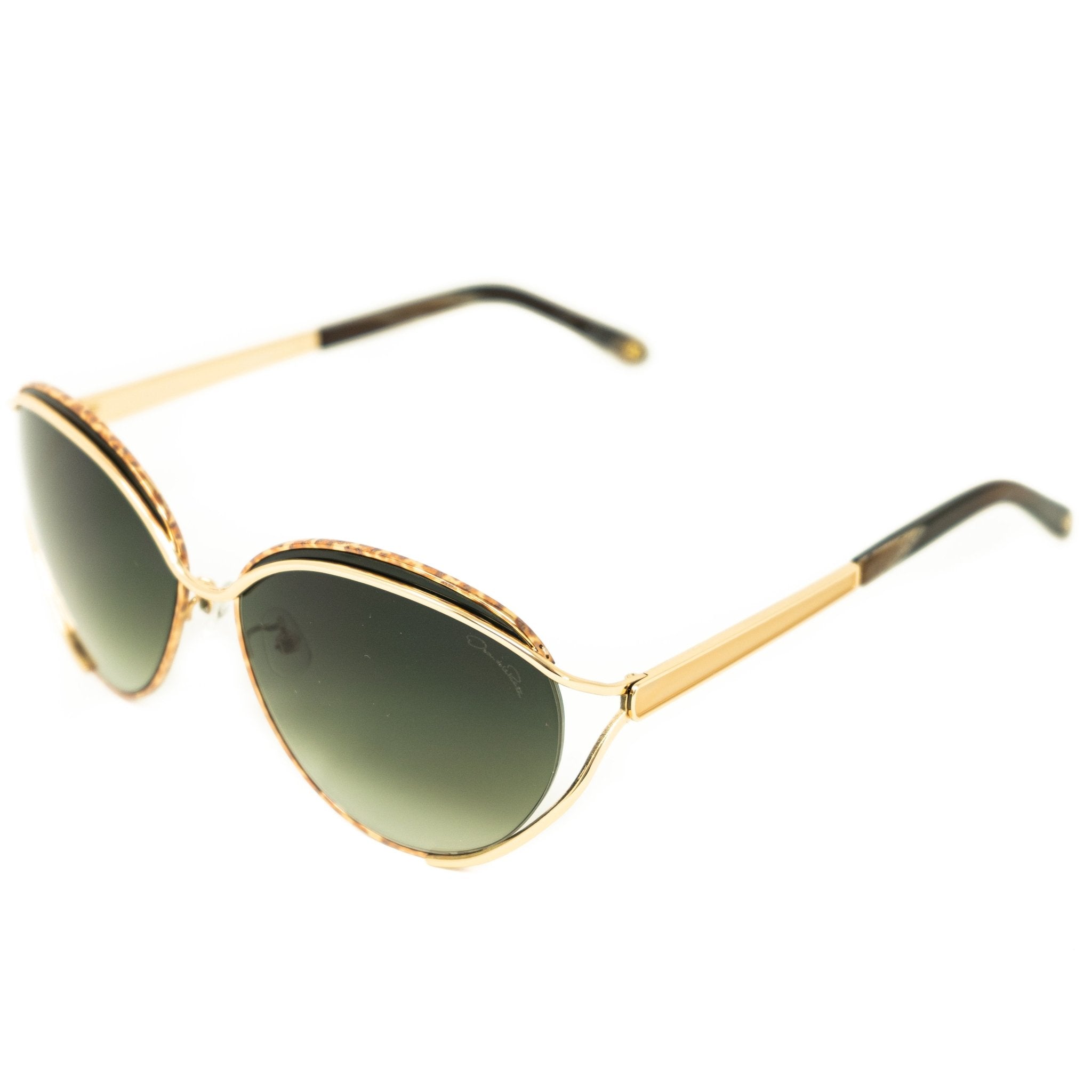 Oscar De La Renta Sunglasses Oval Frame Gold Amber With Green Graduated Lenses Category 3 ODLR61C1SUN - Watches & Crystals