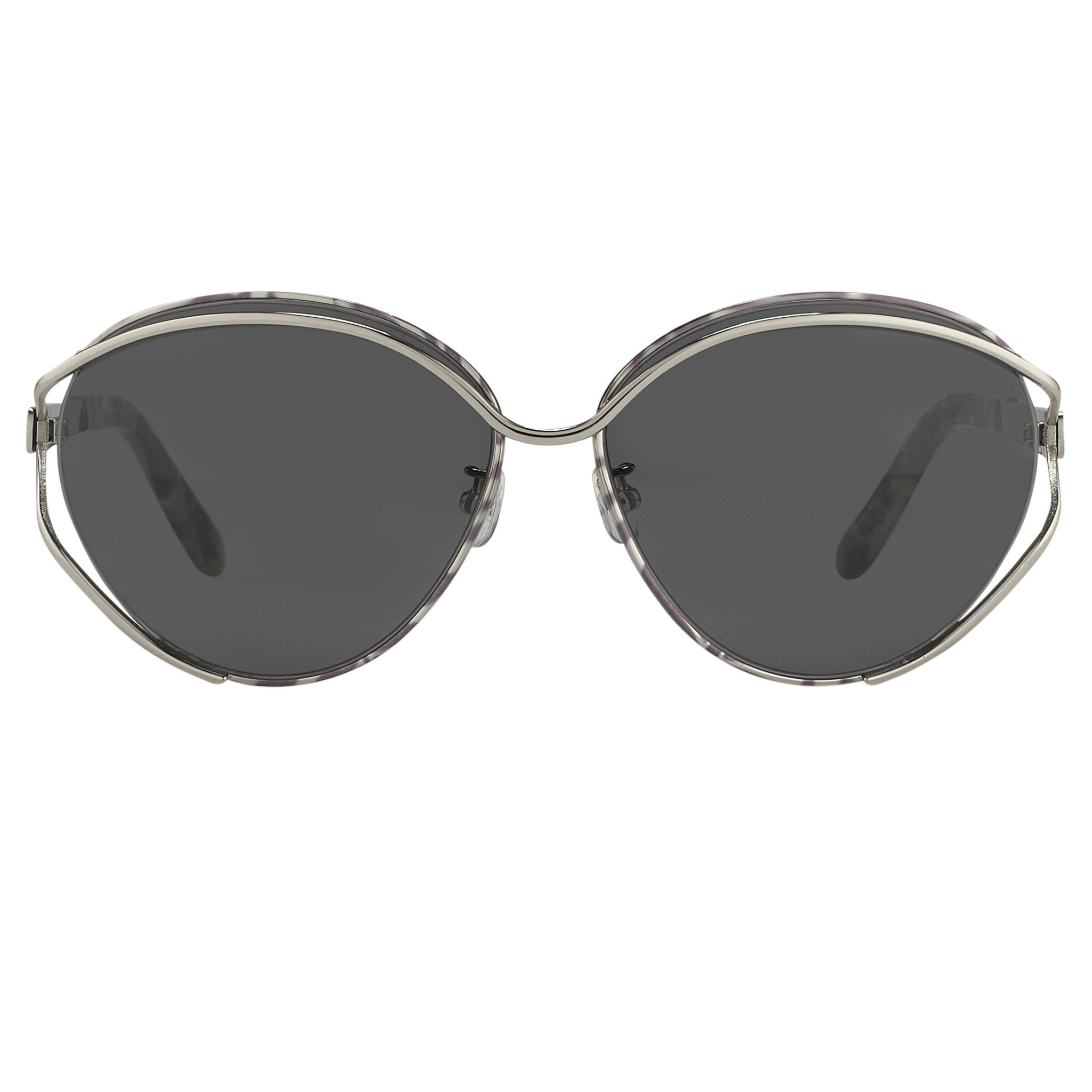 Oscar De La Renta Sunglasses Oval Frame Silver Black White With Grey Lenses Category 3 ODLR61C3SUN - Watches & Crystals