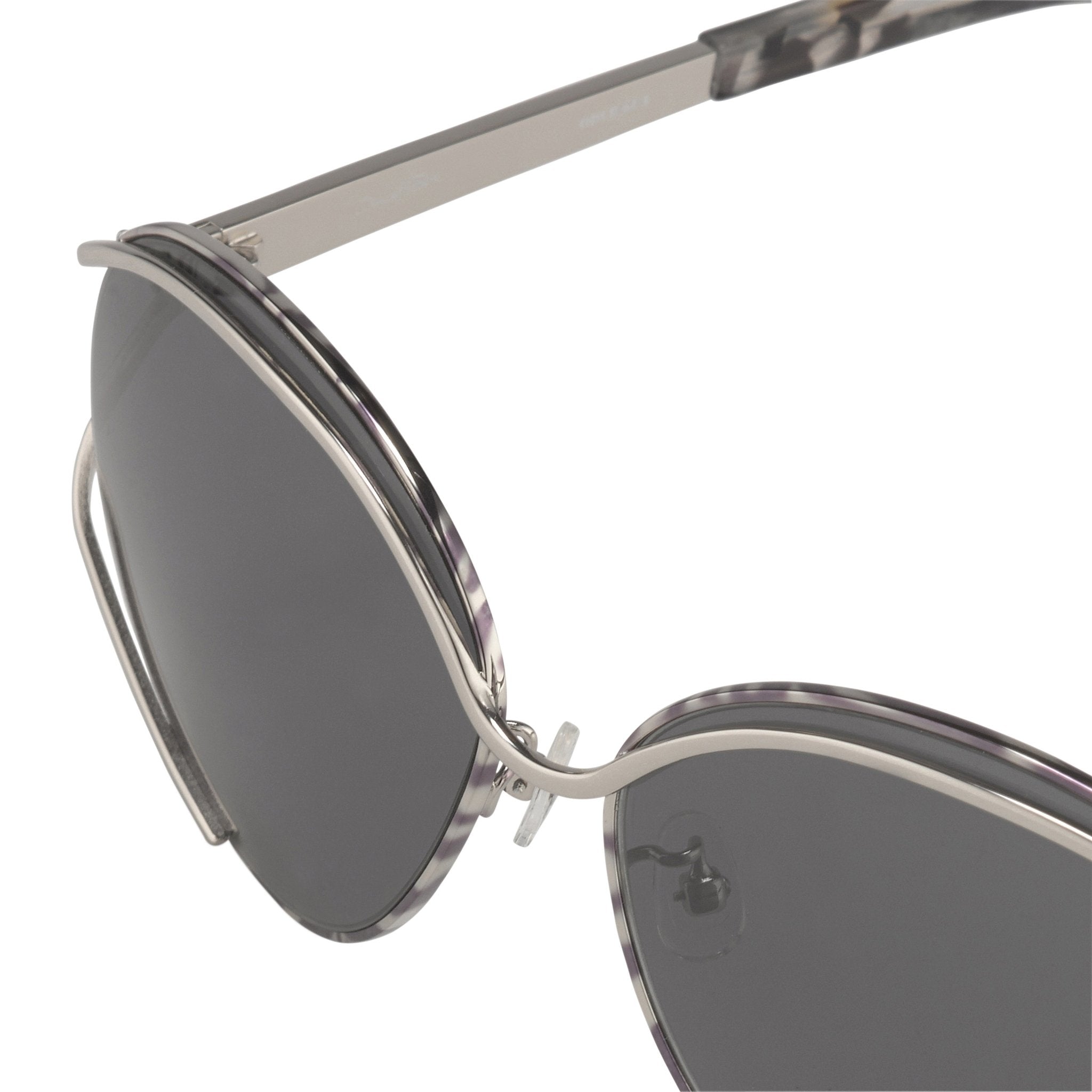 Oscar De La Renta Sunglasses Oval Frame Silver Black White With Grey Lenses Category 3 ODLR61C3SUN - Watches & Crystals