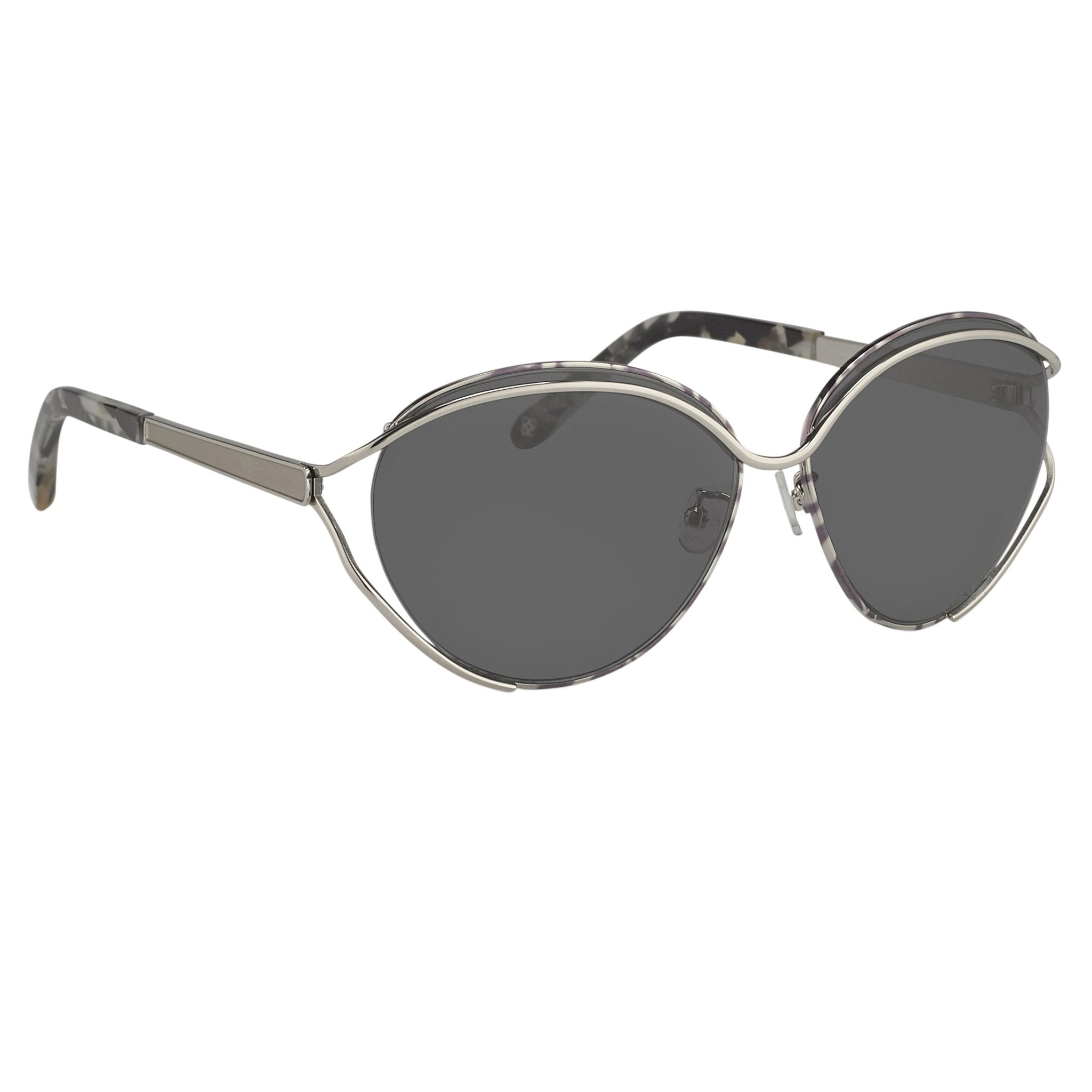 Oscar De La Renta Sunglasses Oval Frame Silver Black White With Grey Lenses Category 3 ODLR61C3SUN - Watches & Crystals