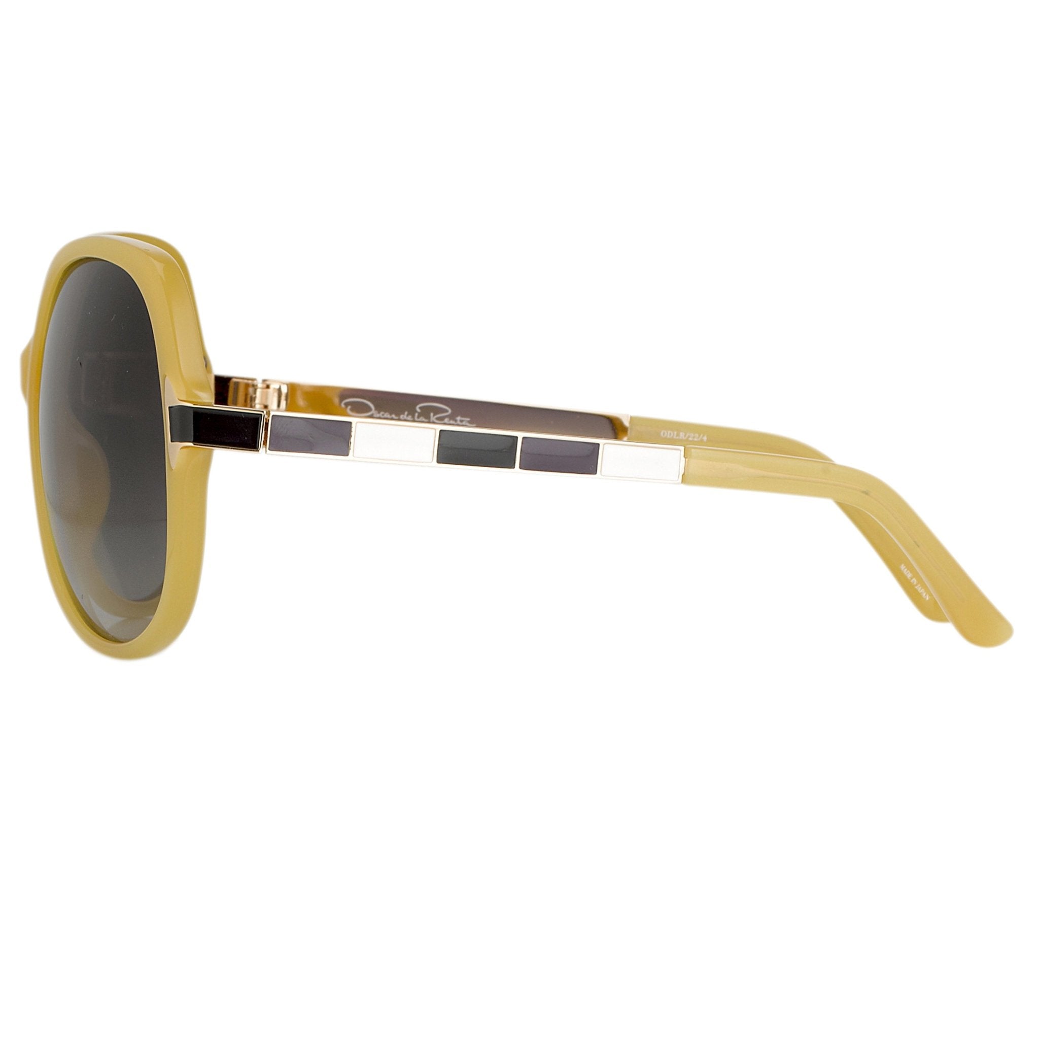 Oscar De La Renta Sunglasses Oversized Frame Beige Enamel Arms and Grey Lenses - ODLR22C4SUN - Watches & Crystals