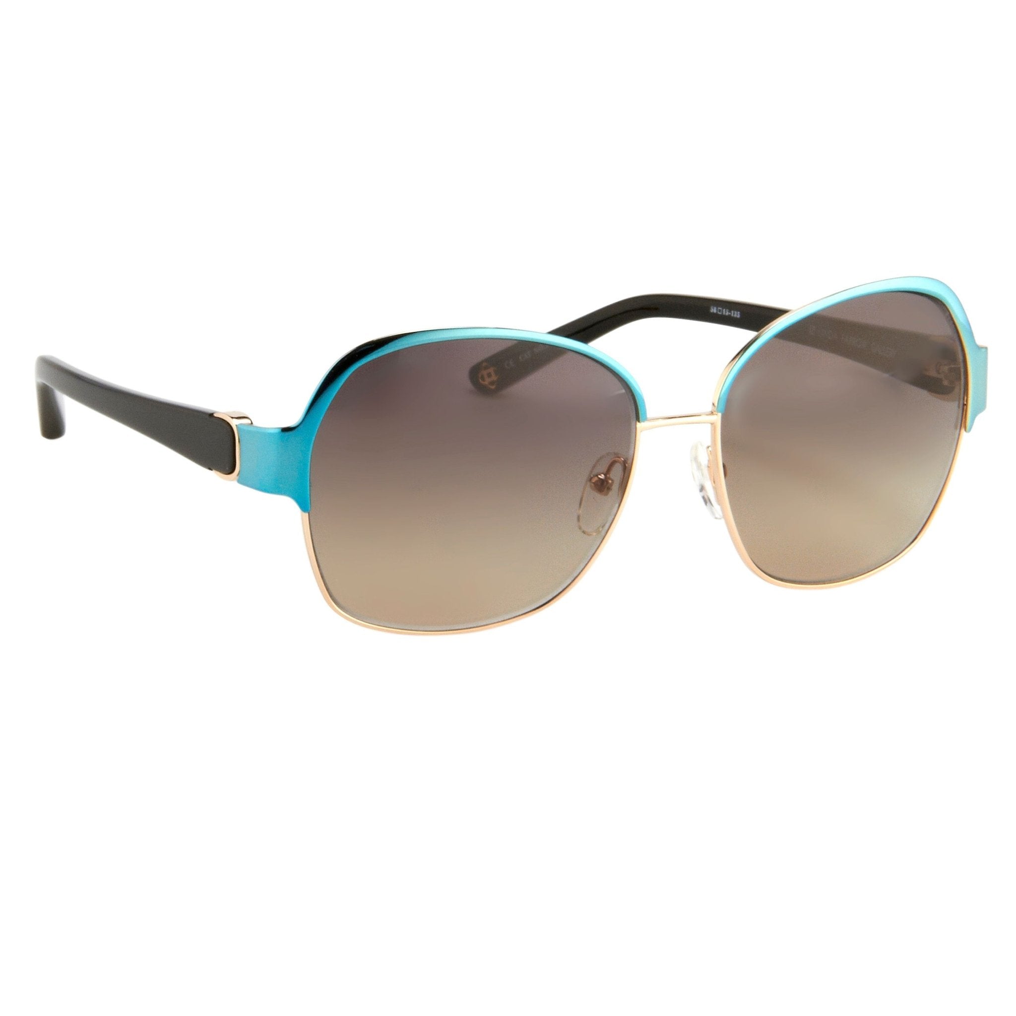 Oscar De La Renta Sunglasses Oversized Frame Light Gold Aquamarine Enamel and Grey Lenses - ODLR50C1SUN - Watches & Crystals