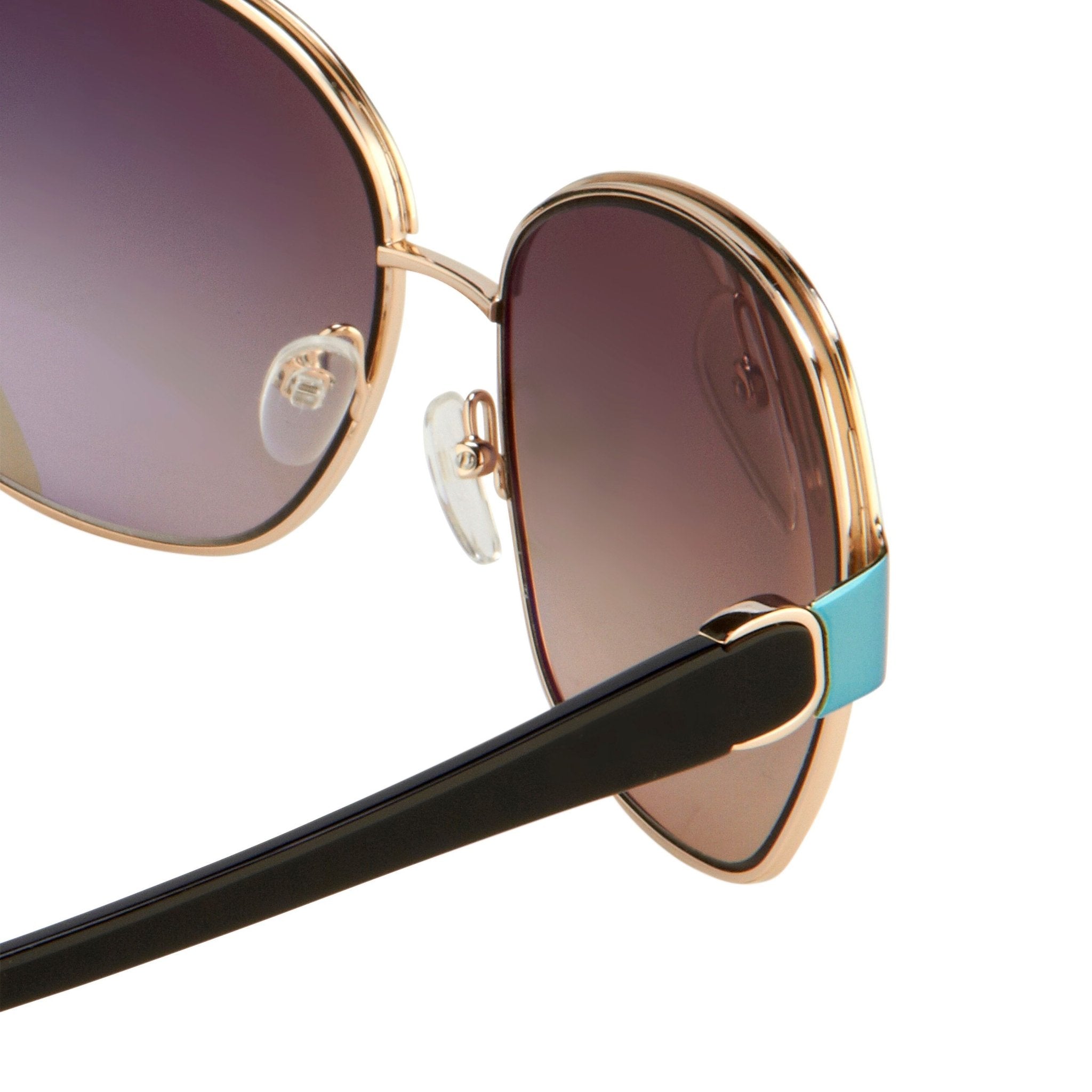 Oscar De La Renta Sunglasses Oversized Frame Light Gold Aquamarine Enamel and Grey Lenses - ODLR50C1SUN - Watches & Crystals