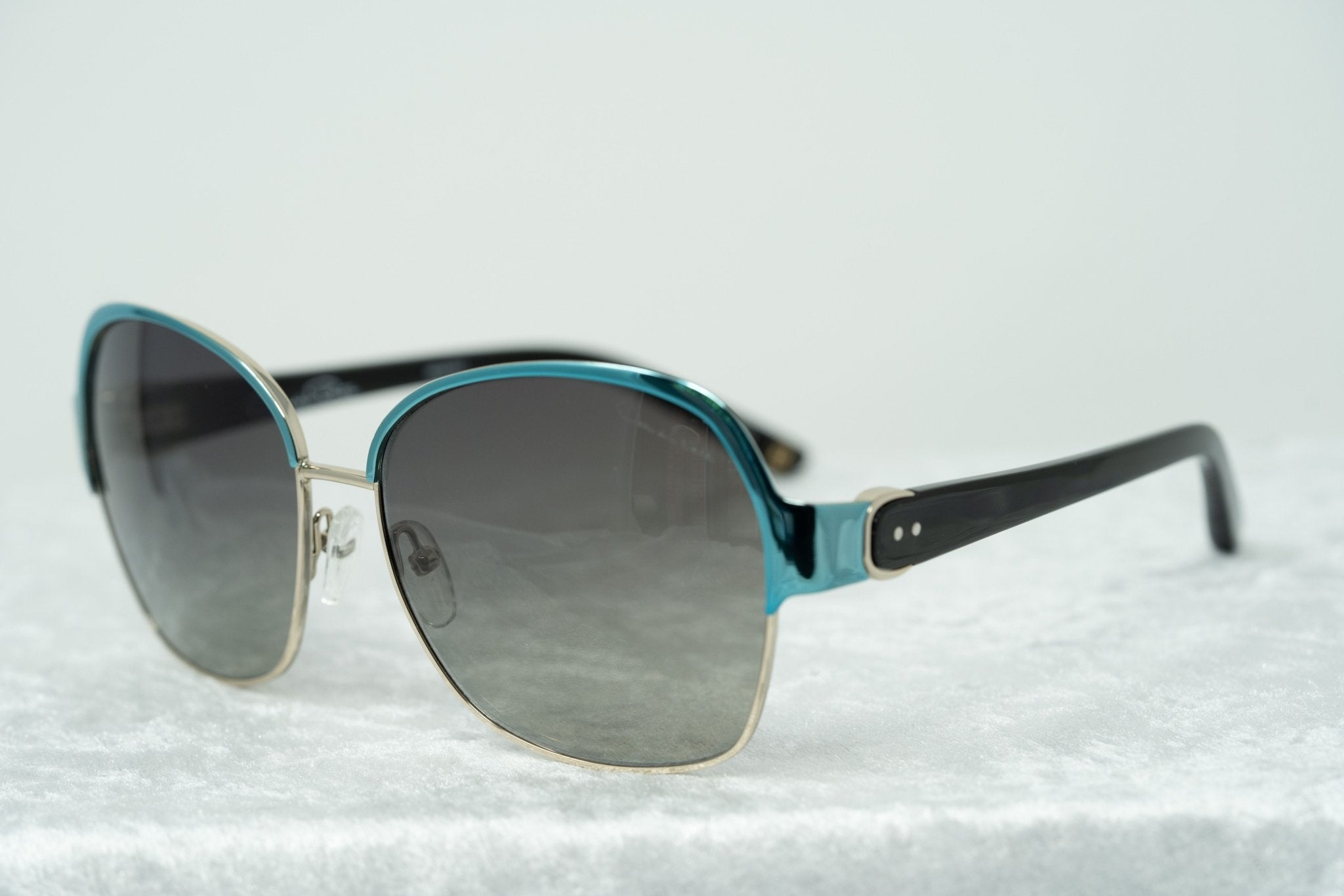 Oscar De La Renta Sunglasses Oversized Frame Light Gold Aquamarine Enamel and Grey Lenses - ODLR50C1SUN - Watches & Crystals