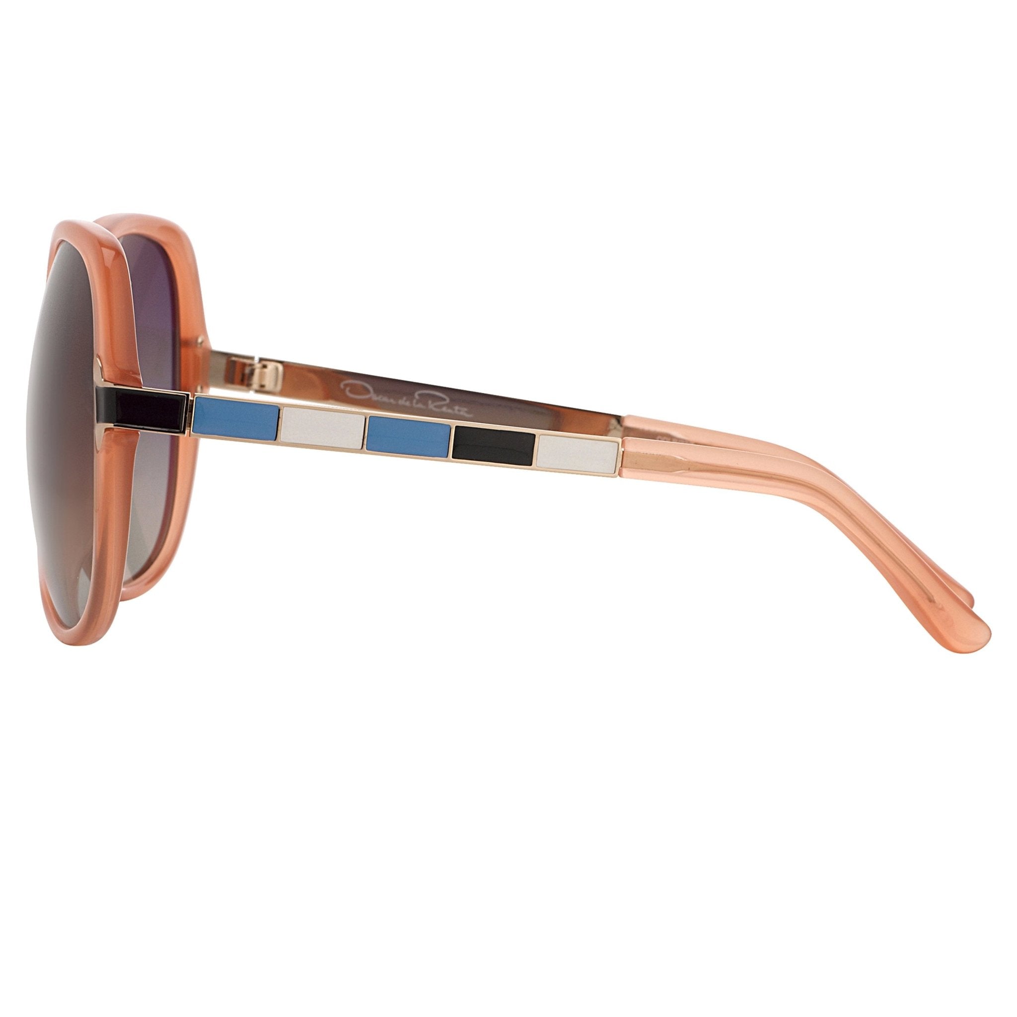 Oscar De La Renta Sunglasses Oversized Frame Orange Enamel Arms and Grey Lenses - ODLR22C5SUN - Watches & Crystals