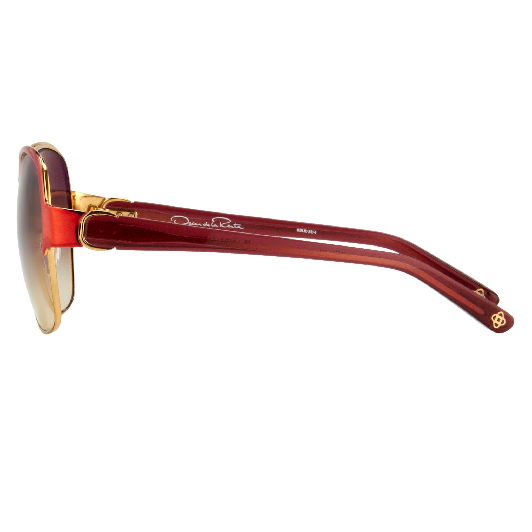 Oscar De La Renta Sunglasses Oversized Frame Russian Gold Red Enamel With Grey Lenses - ODLR50C4SUN - Watches & Crystals