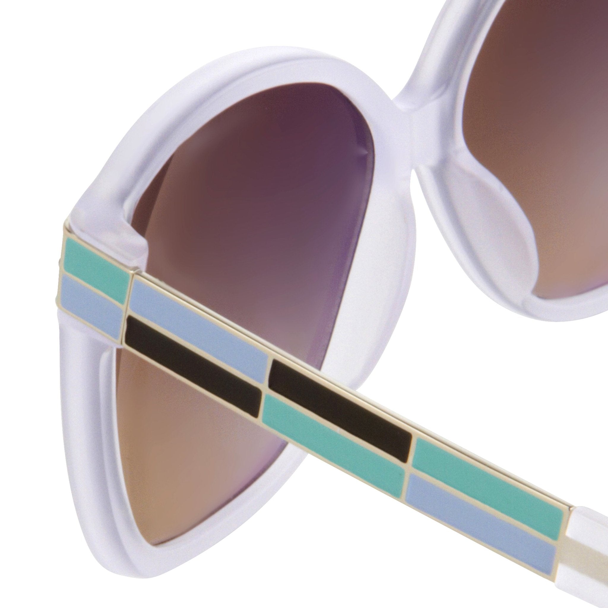 Oscar De La Renta Sunglasses Oversized White Enamel Arms and Green Lenses - ODLR21C6SUN - Watches & Crystals