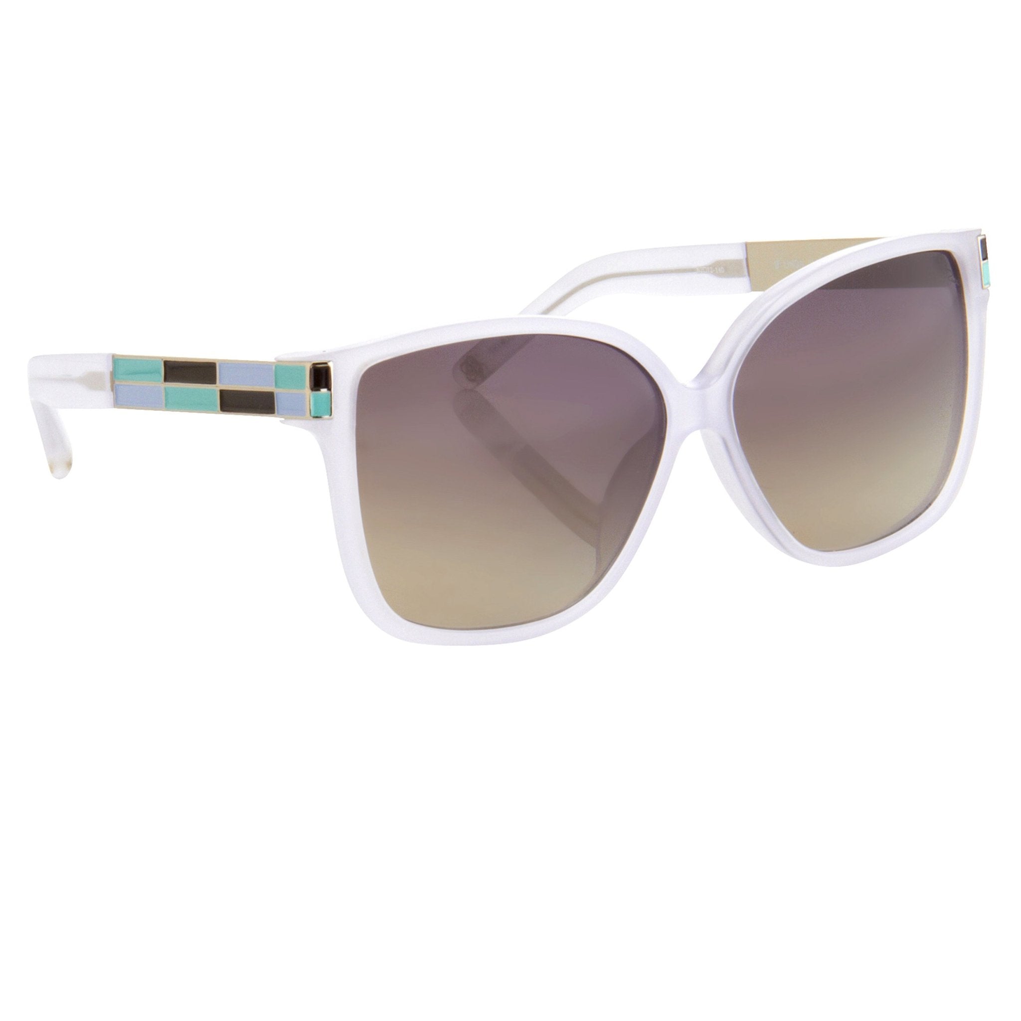 Oscar De La Renta Sunglasses Oversized White Enamel Arms and Green Lenses - ODLR21C6SUN - Watches & Crystals