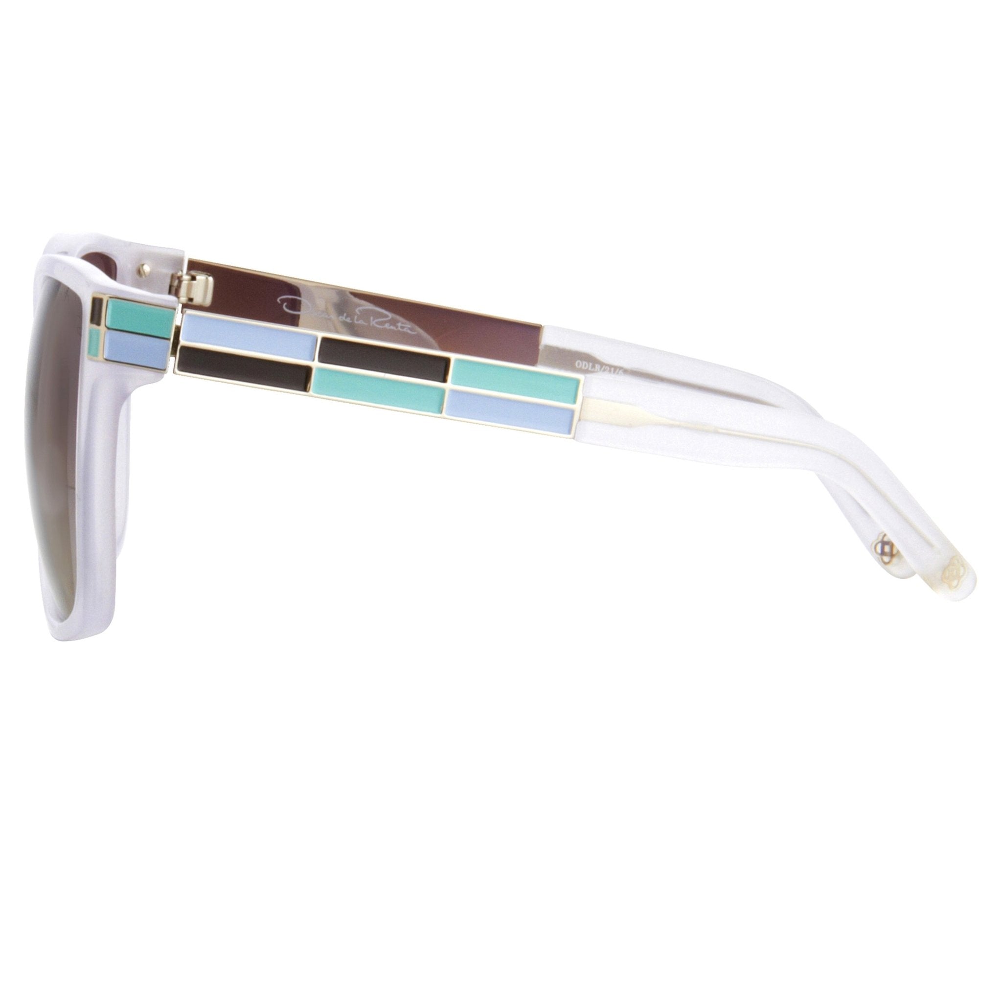 Oscar De La Renta Sunglasses Oversized White Enamel Arms and Green Lenses - ODLR21C6SUN - Watches & Crystals