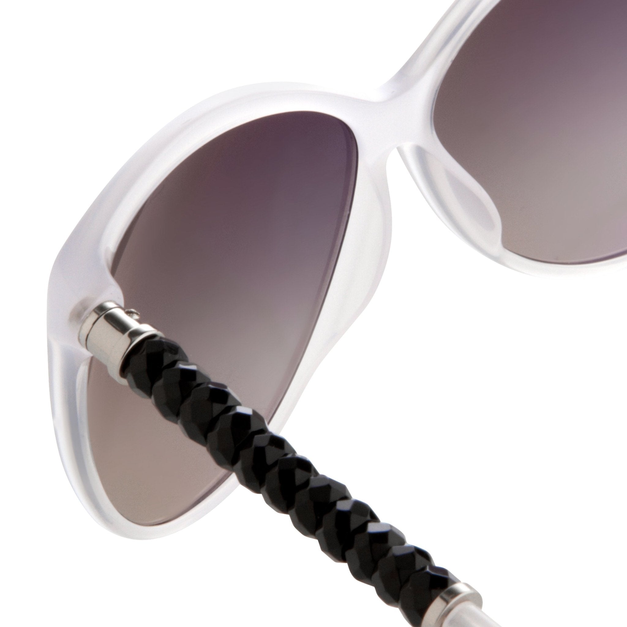 Oscar De La Renta Women Sunglasses Beads Oversized Frame Ivory and Grey Lenses - ODLR31C3SUN - Watches & Crystals