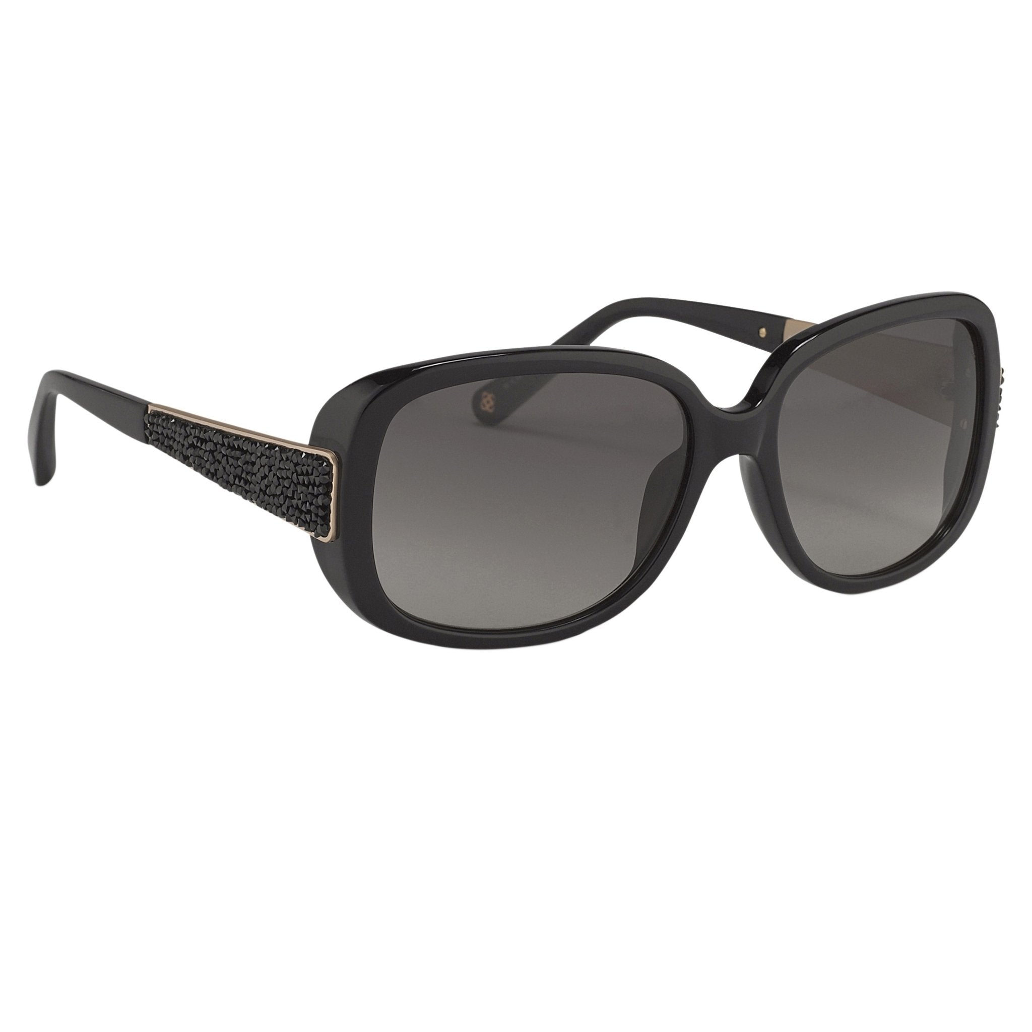 Oscar De La Renta Women Sunglasses Crystals Oversized Frame Black and Grey Graduated Lenses - ODLR64C1SUN - Watches & Crystals