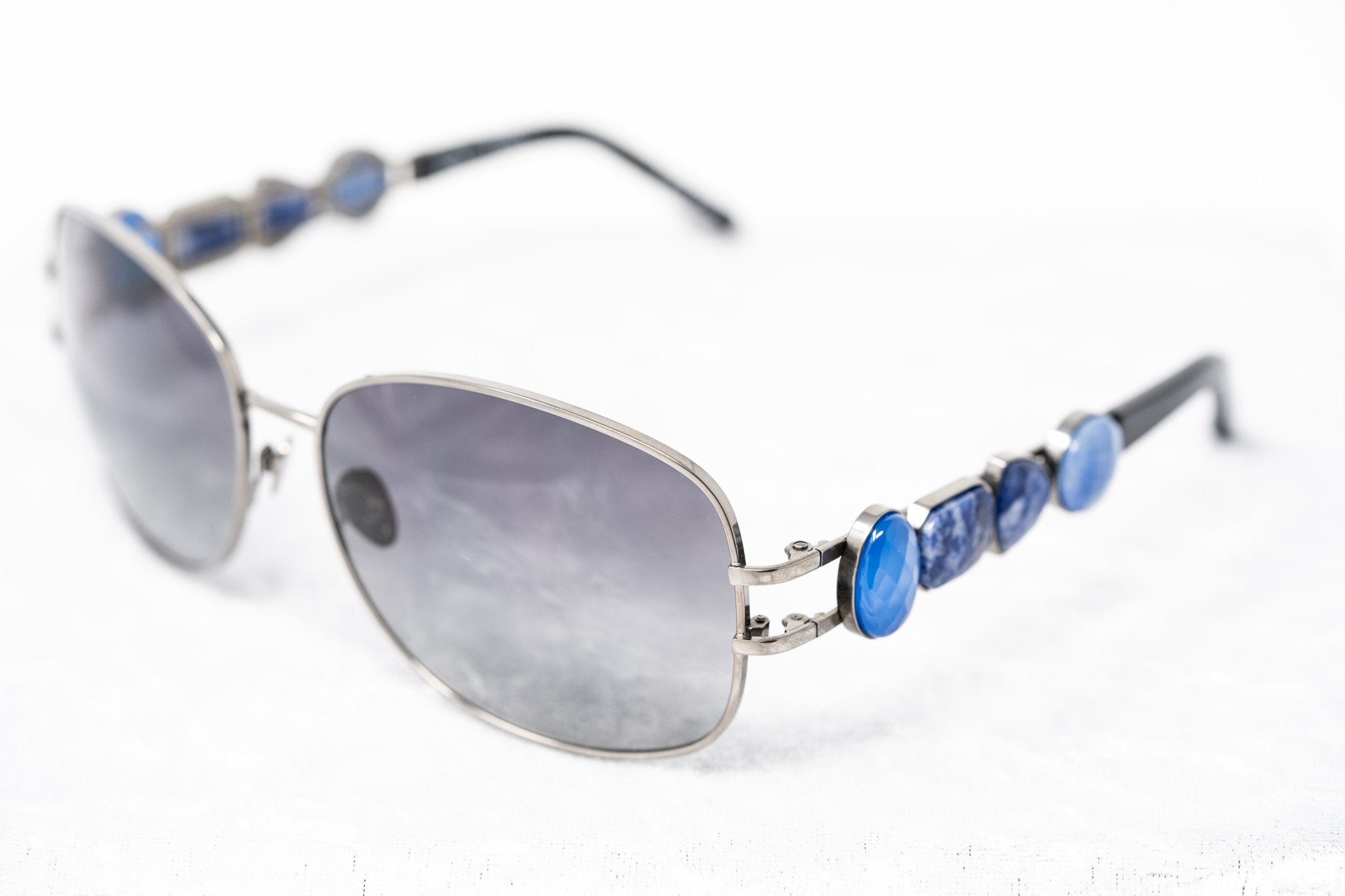 Oscar De La Renta Women Sunglasses Gemstones Oval Shiny Gun Metal and Grey Lenses - ODLR8C6SUN - Watches & Crystals