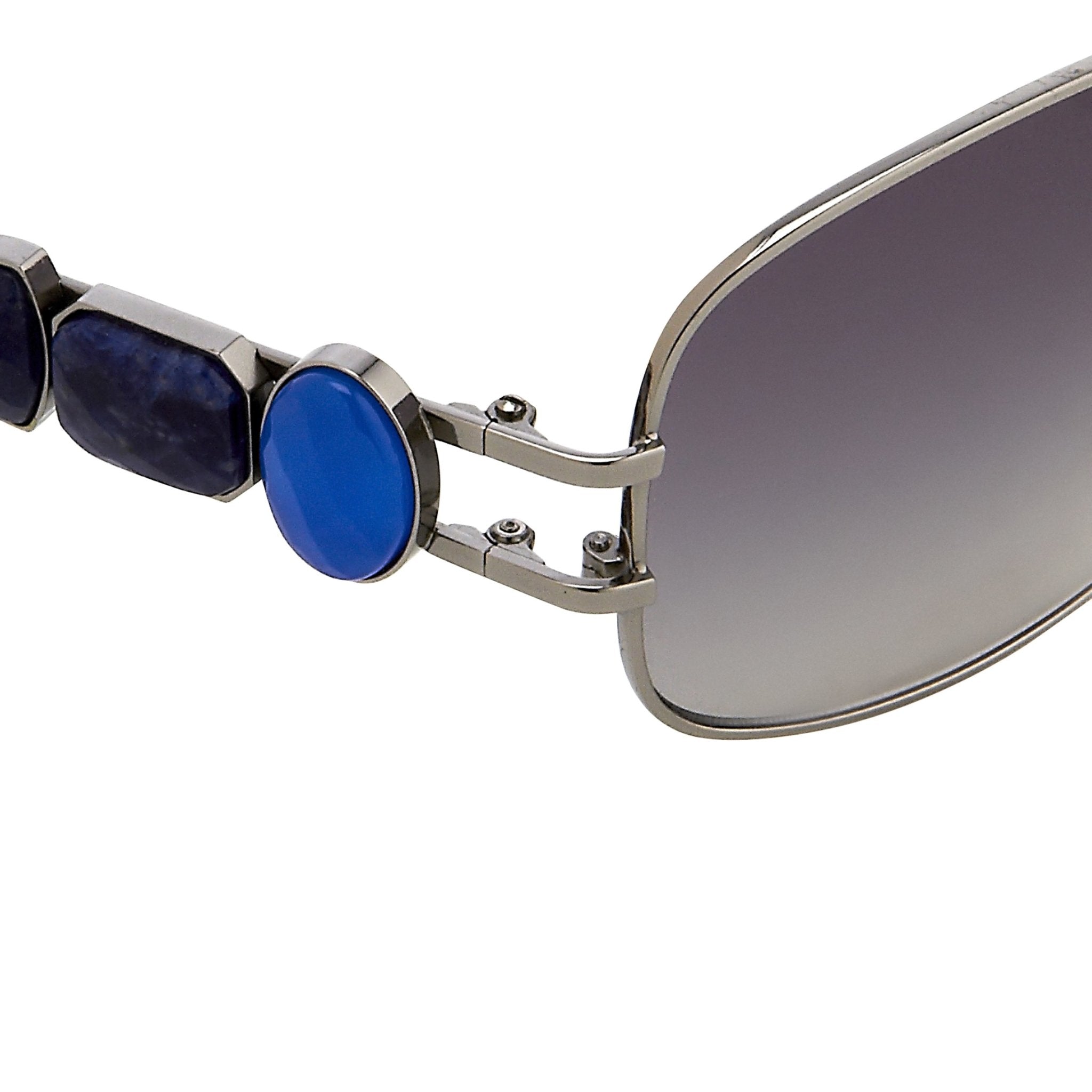 Oscar De La Renta Women Sunglasses Gemstones Oval Shiny Gun Metal and Grey Lenses - ODLR8C6SUN - Watches & Crystals