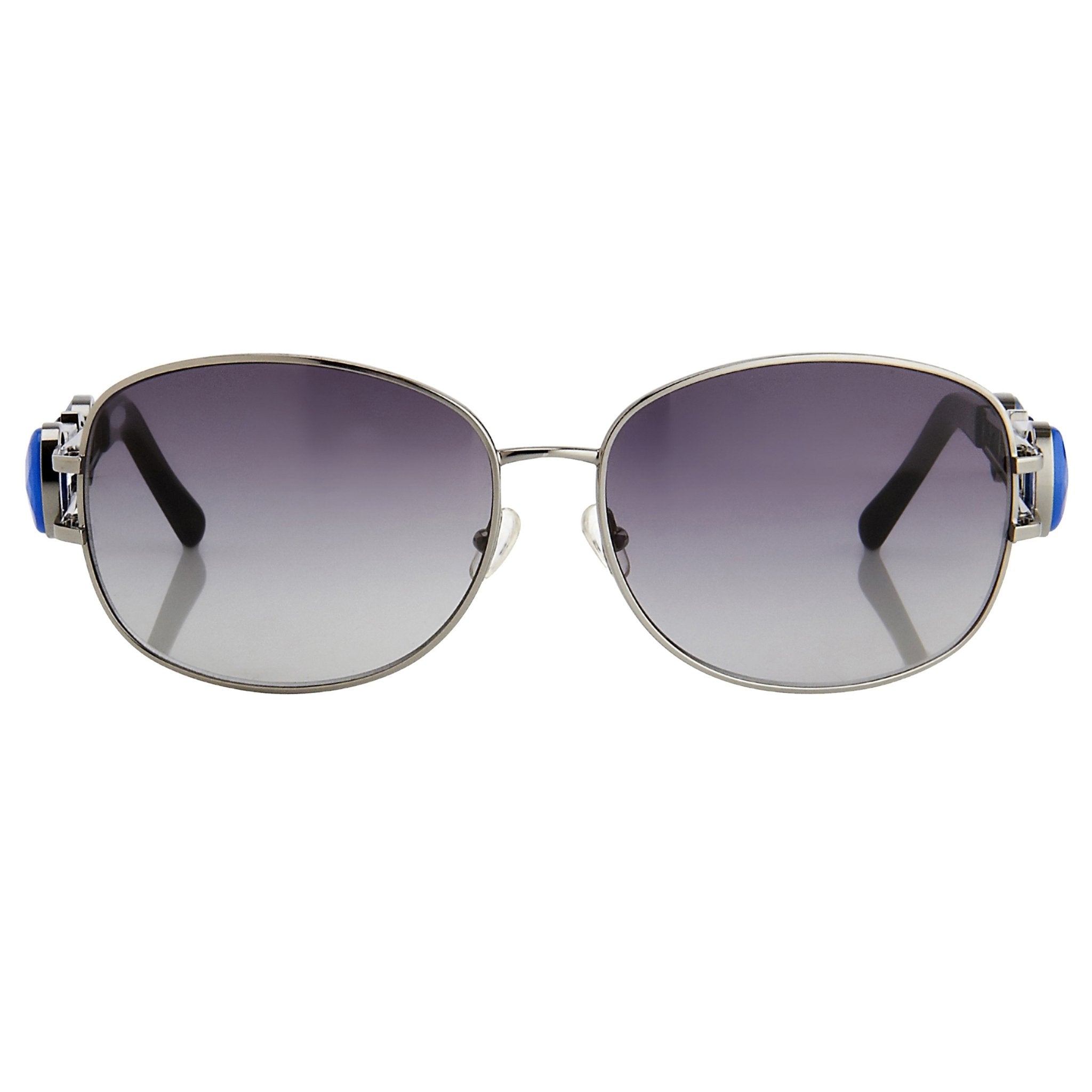 Oscar De La Renta Women Sunglasses Gemstones Oval Shiny Gun Metal and Grey Lenses - ODLR8C6SUN - Watches & Crystals