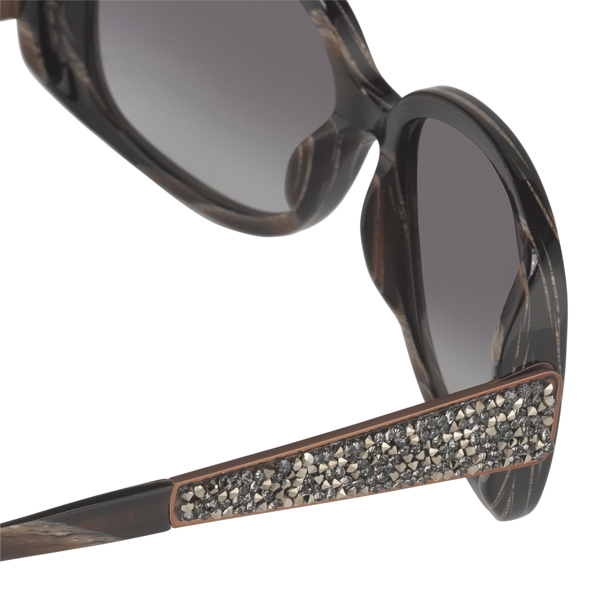 Oscar De La Renta Women Sunglasses Gemstones Oversized Frame Horn Bronze With Grey Graduated Lens ODLR64C2SUN - Watches & Crystals