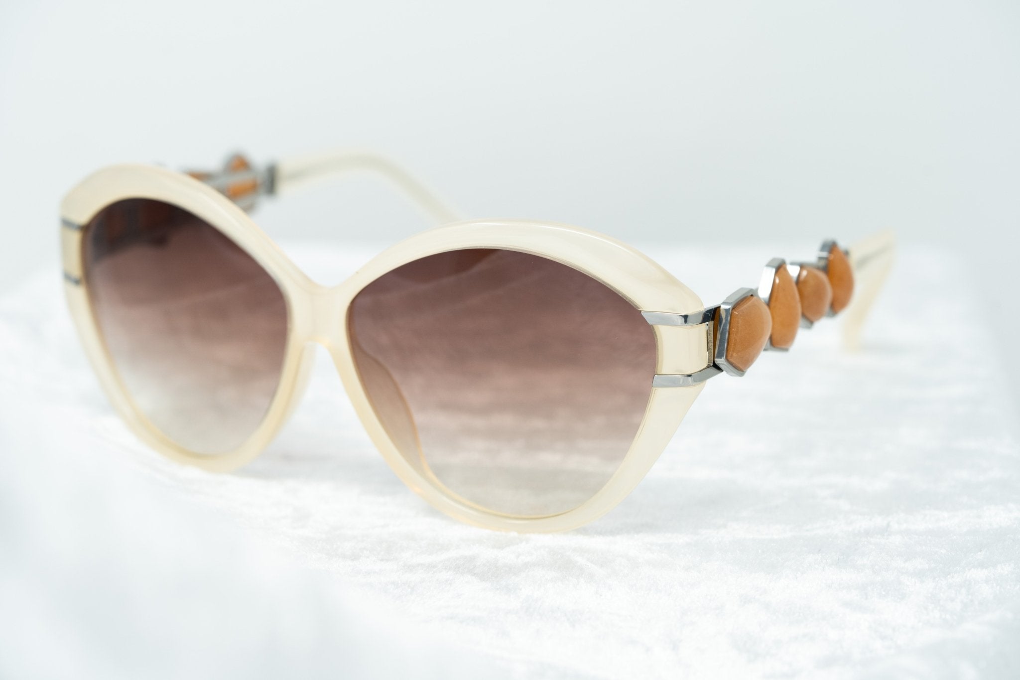 Oscar De La Renta Women Sunglasses Gemstones Oversized Frame Nude and Brown Graduated Lenses - ODLR20C5SUN - Watches & Crystals