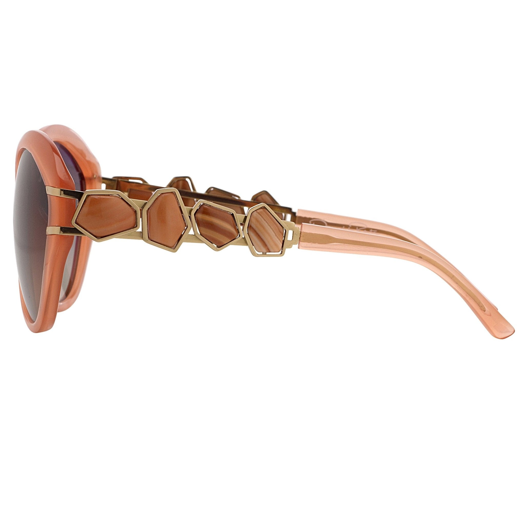 Oscar De La Renta Women Sunglasses Gemstones Oversized Frame Orange and Grey Lenses - ODLR20C3SUN - Watches & Crystals