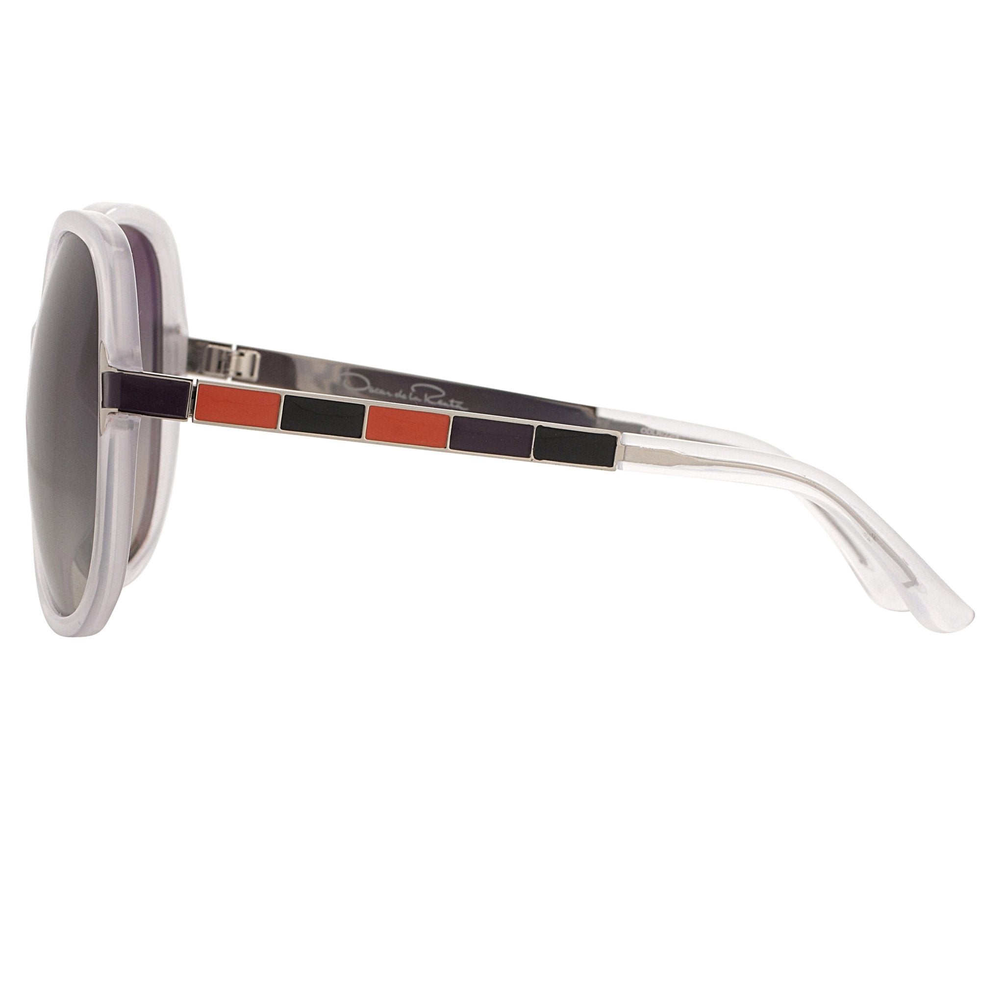 Oscar De La Renta Women Sunglasses Oversized Frame Ivory Enamel Arms and Grey Lenses - ODLR22C3SUN - Watches & Crystals