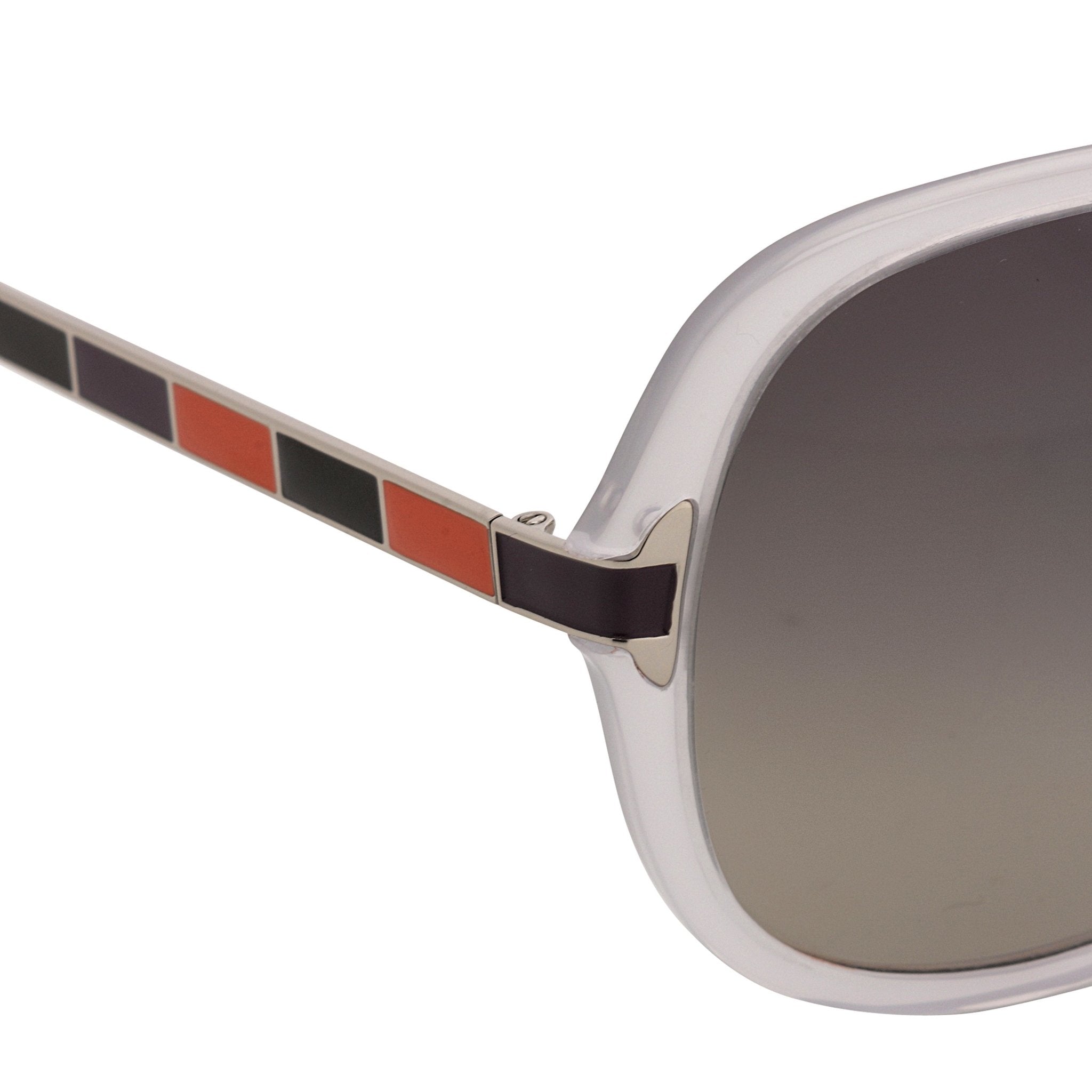 Oscar De La Renta Women Sunglasses Oversized Frame Ivory Enamel Arms and Grey Lenses - ODLR22C3SUN - Watches & Crystals