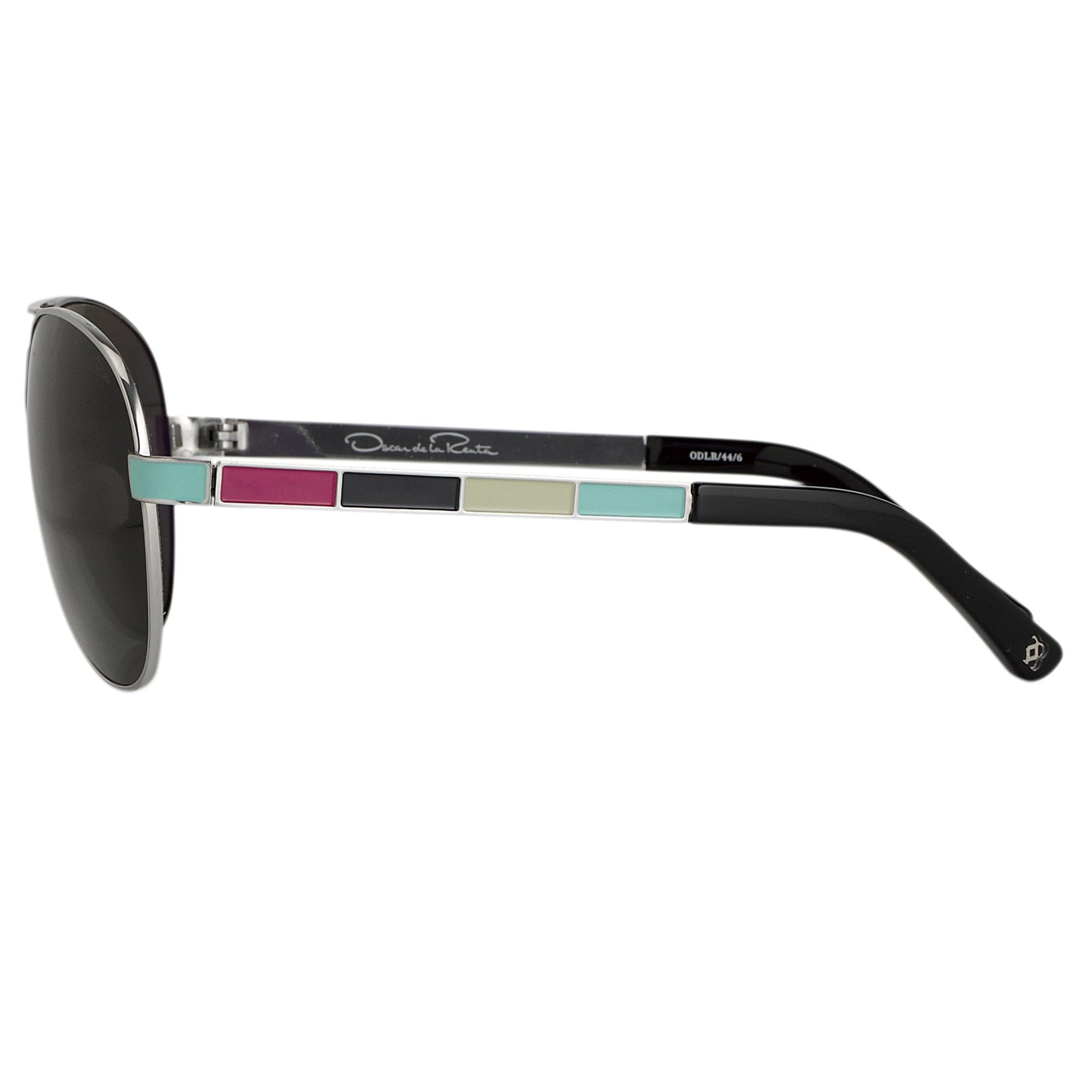 Oscar De La Renta Women Sunglasses Silver Multicoloured Enamel with Dark Grey Lenses Category 3 - ODLR44C6SUN - Watches & Crystals