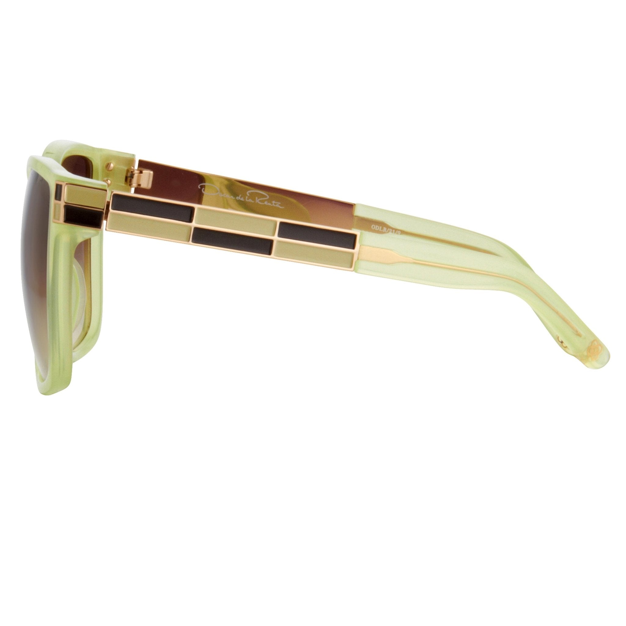 Oscar De La Renta Women Sunglasses with Oversized Green Enamel Arms and Brown Gradient Lenses - ODLR21C7SUN - Watches & Crystals