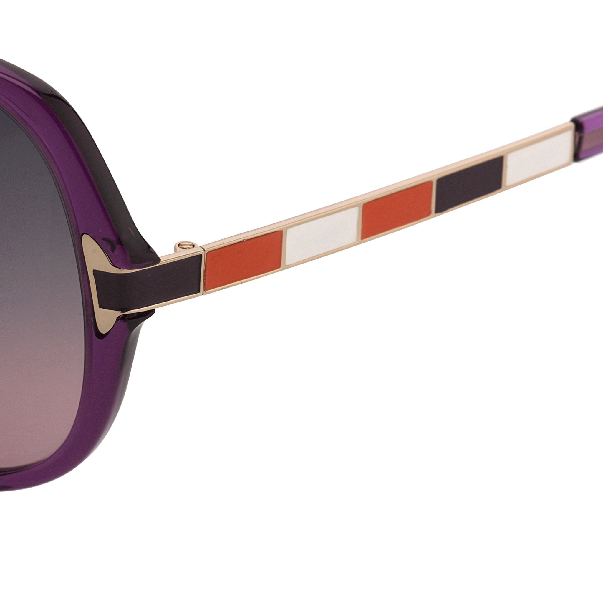 Oscar De La Renta Women Sunglasses with Oversized Purple Enamel Arms and Grey Gradient Lenses - ODLR22C2SUN - Watches & Crystals