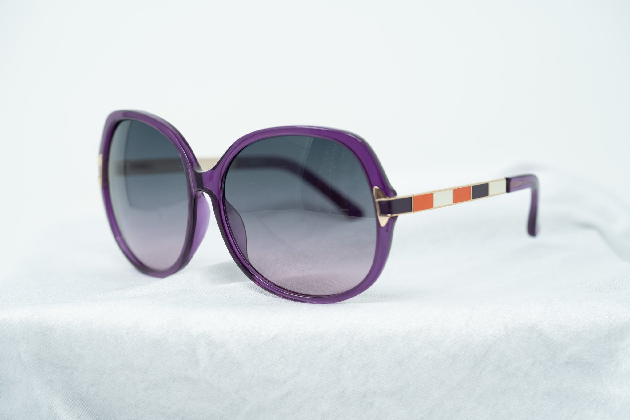 Oscar De La Renta Women Sunglasses with Oversized Purple Enamel Arms and Grey Gradient Lenses - ODLR22C2SUN - Watches & Crystals