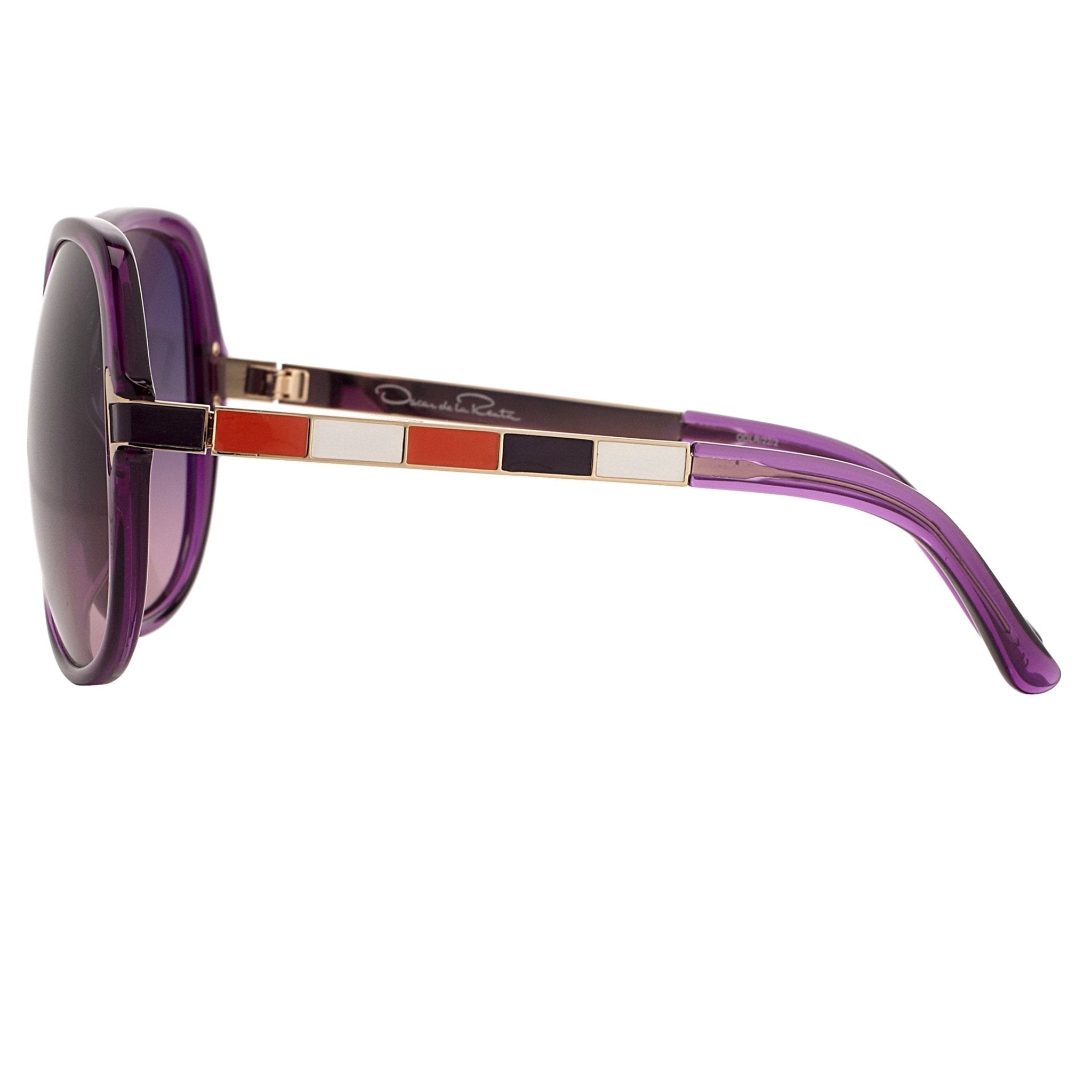 Oscar De La Renta Women Sunglasses with Oversized Purple Enamel Arms and Grey Gradient Lenses - ODLR22C2SUN - Watches & Crystals