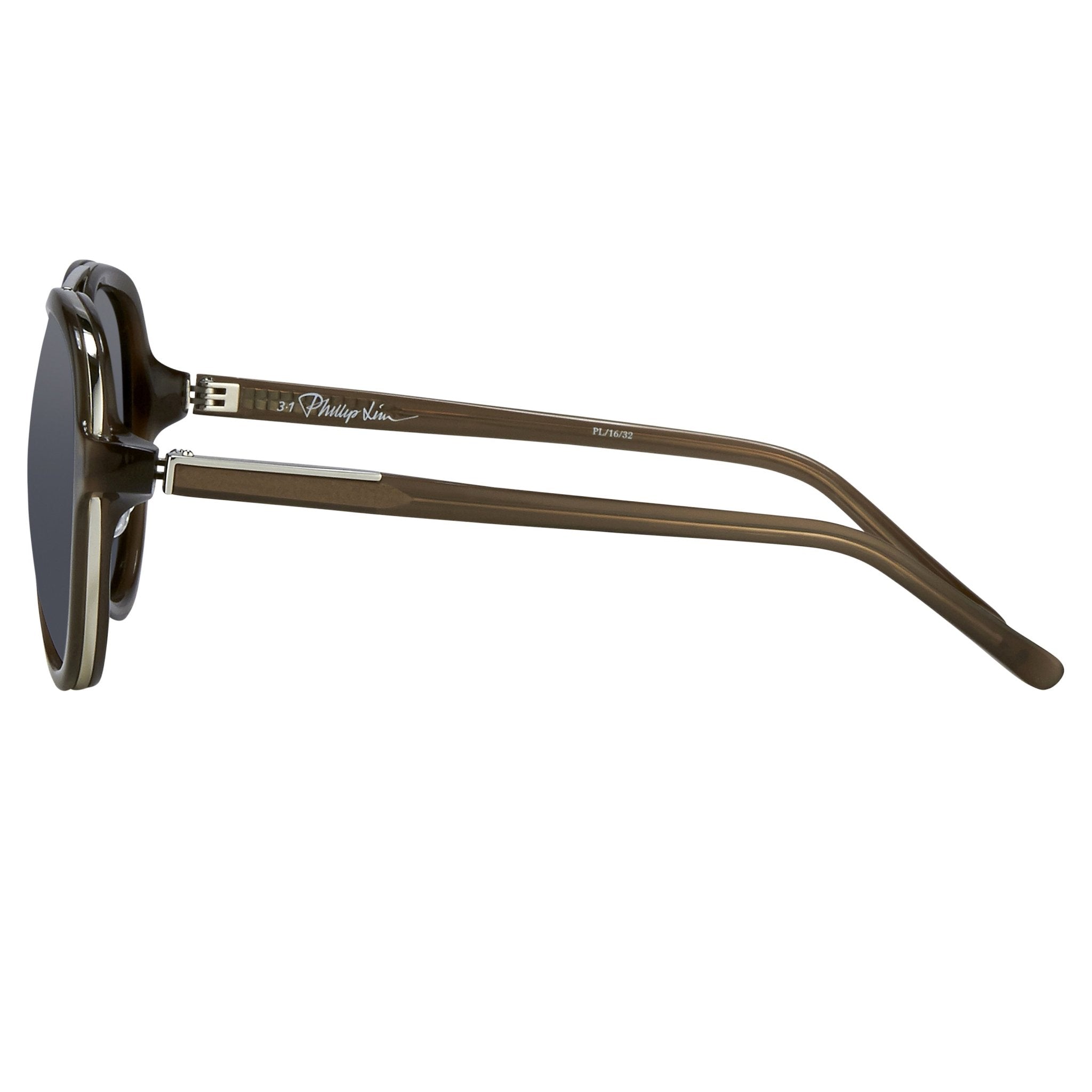 Phillip Lim Sunglasses Brown Silver and Fog Green Lenses Category 3 - PL16C32SUN - Watches & Crystals