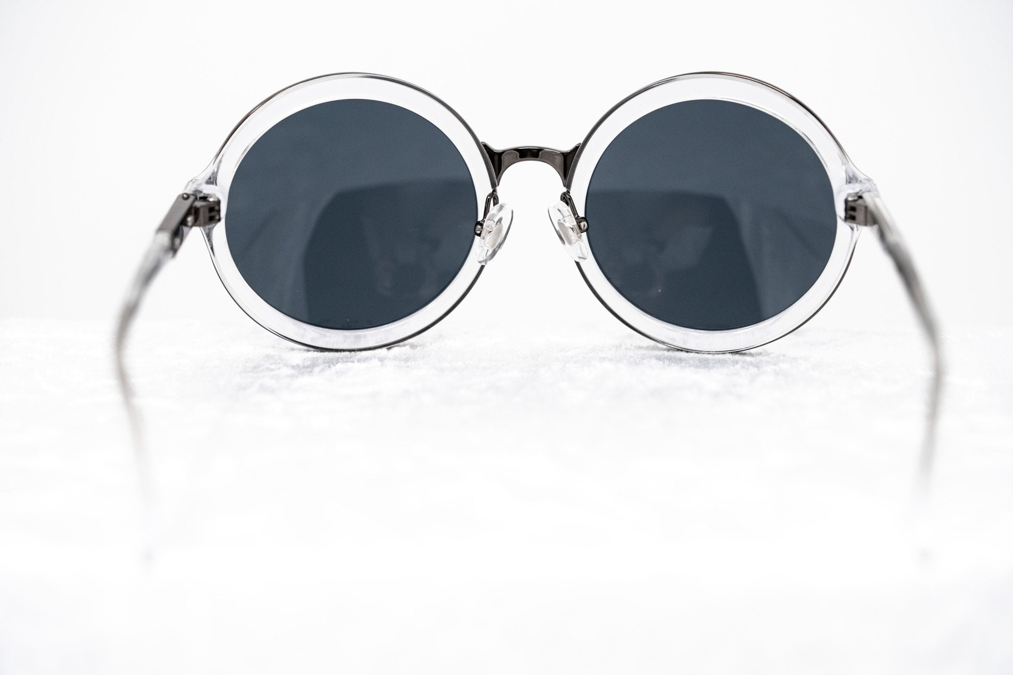 Phillip Lim Sunglasses Round Female Clear and Gun Metal with CAT3 Blue Mirror Lenses - PL11C25SUN - Watches & Crystals