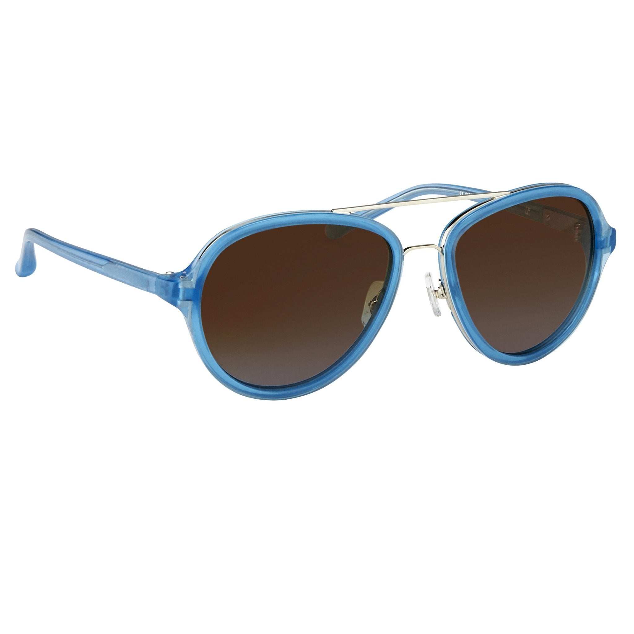 Phillip Lim Sunglasses Turquoise Brushed Silver and Brown Lenses Category 3 - PL16C27SUN - Watches & Crystals