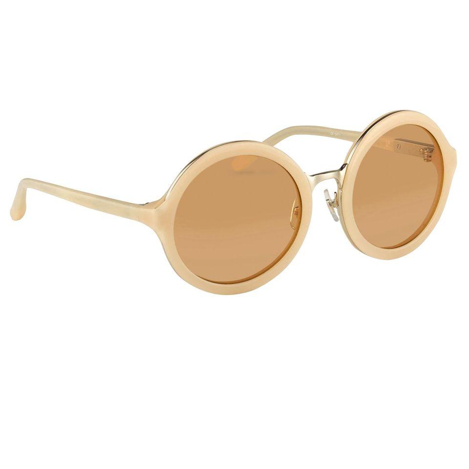 Phillip Lim Sunglasses with Round Apricot Brushed Gold and Dark Brown Lenses - PL11C15SUN - Watches & Crystals