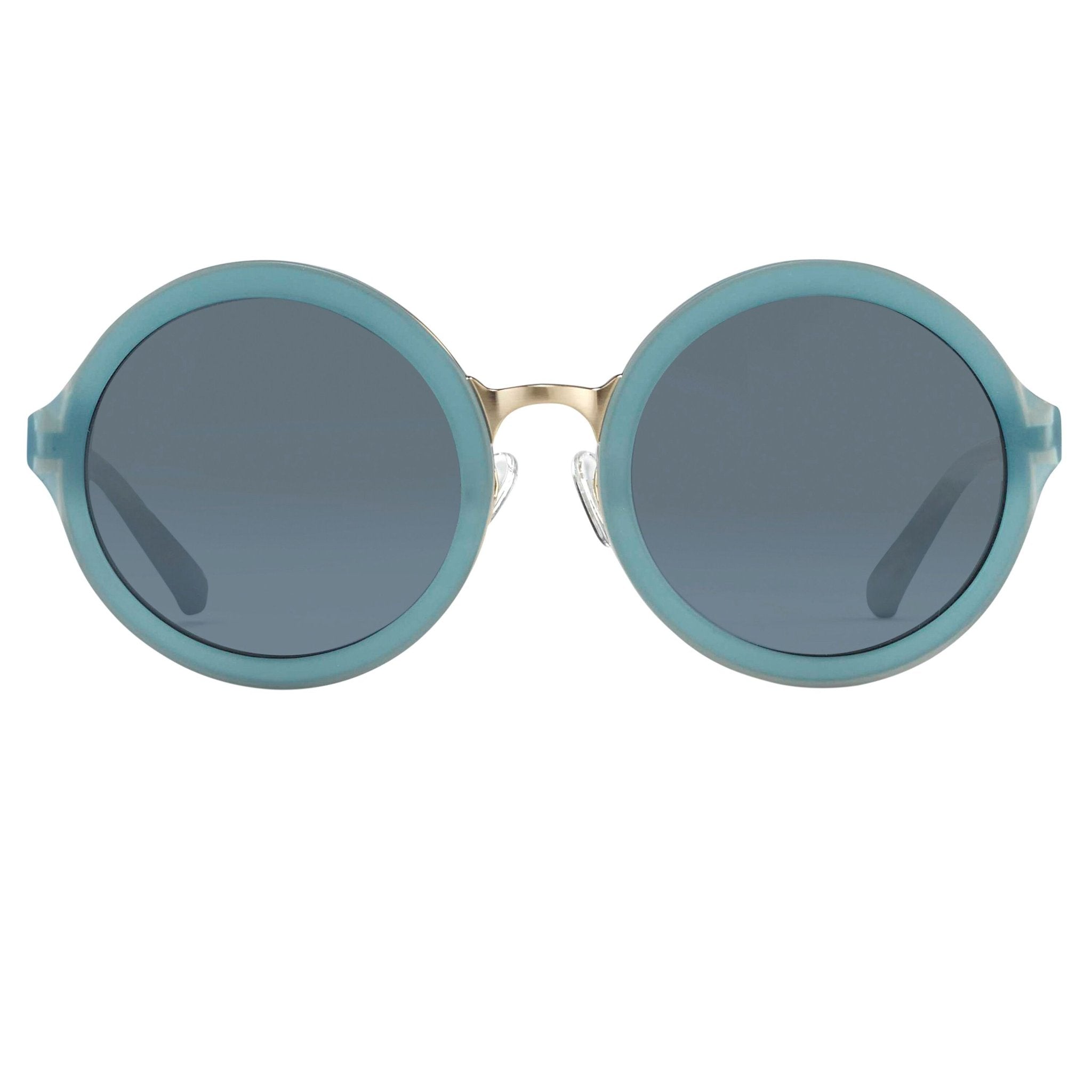 Phillip Lim Sunglasses with Round Blue Brushed Gold and Navy Blue Lenses - PL11C16SUN - Watches & Crystals