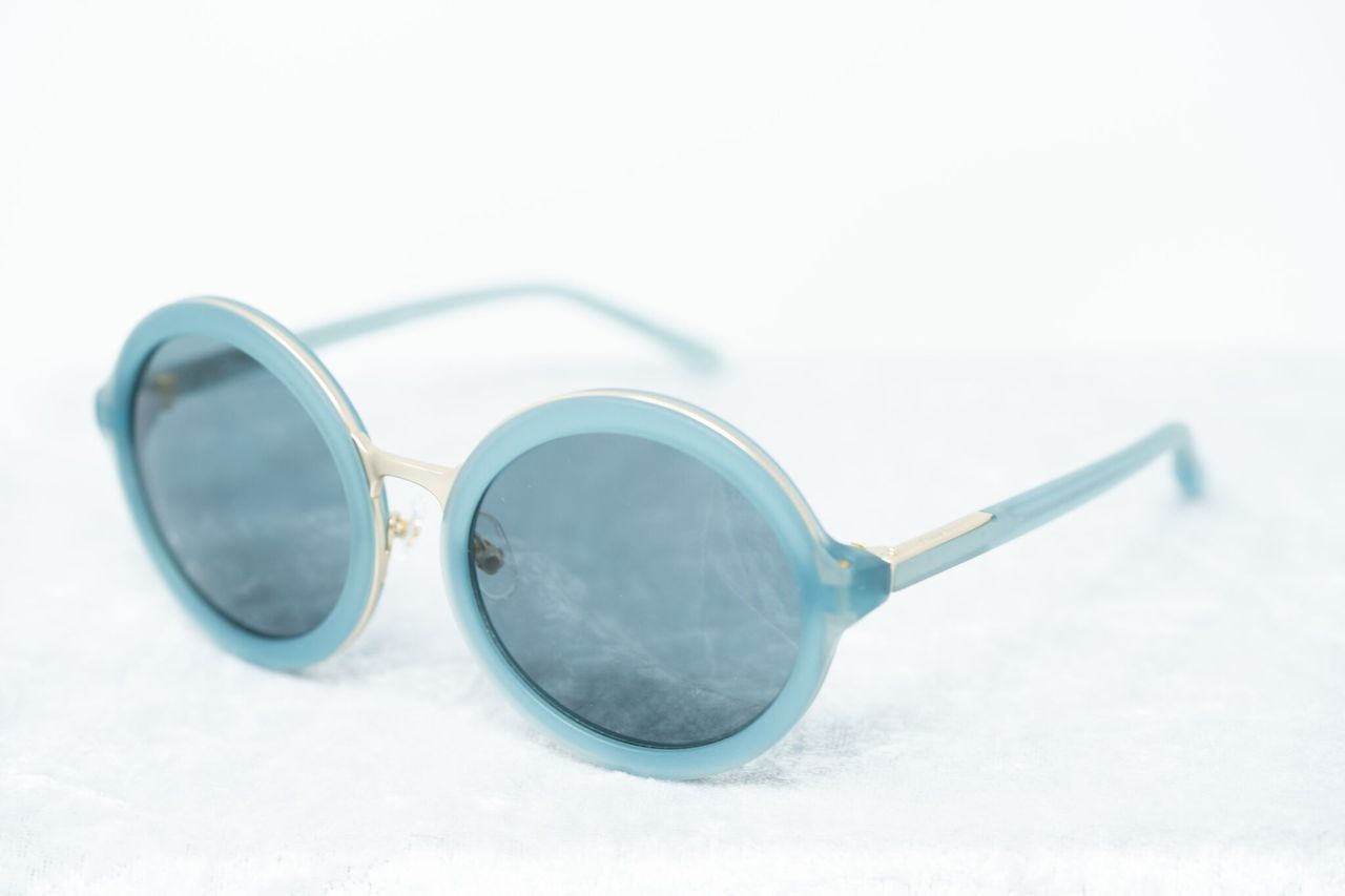 Phillip Lim Sunglasses with Round Blue Brushed Gold and Navy Blue Lenses - PL11C16SUN - Watches & Crystals