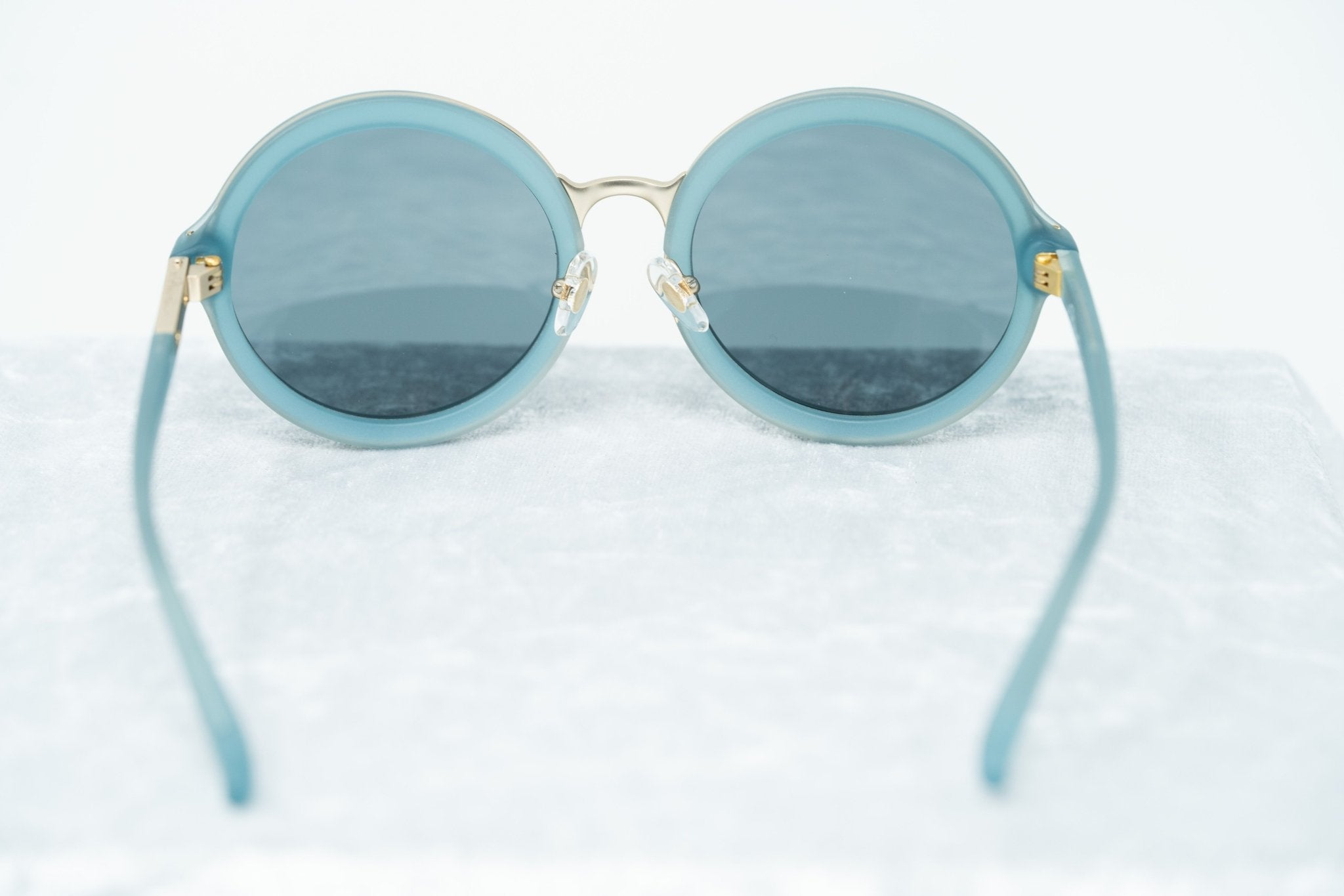 Phillip Lim Sunglasses with Round Blue Brushed Gold and Navy Blue Lenses - PL11C16SUN - Watches & Crystals