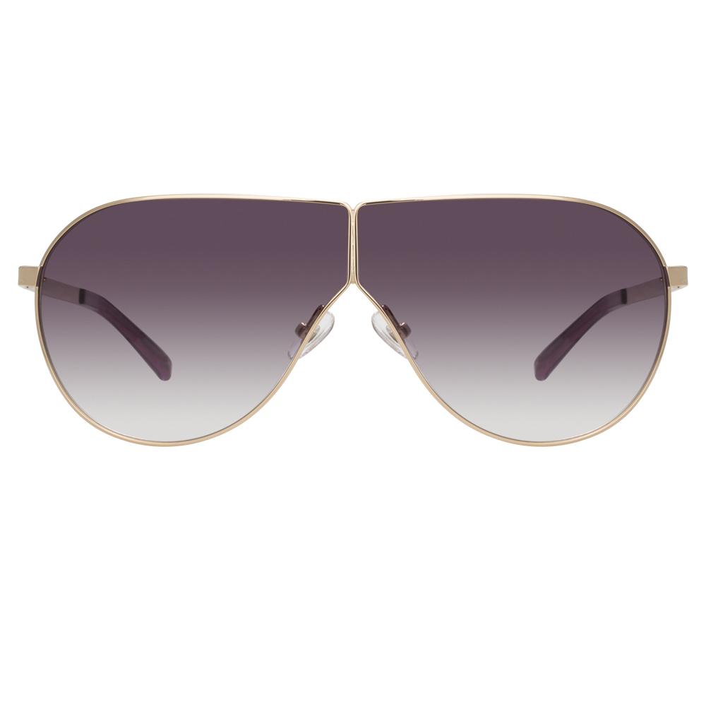 Phillip Lim Sunglasses Women's Shield Shape Clear Purple and Gold CAT3 Purple Graduated Lenses PL171C11SUN - Watches & Crystals