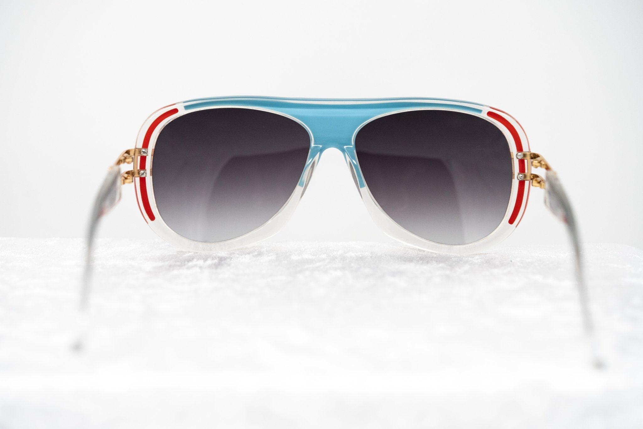 Prabal Gurung Sunglasses Female Aviator Blue/Red and Clear Acetate CAT 3 Grey Lenses PG10C2SUN - Watches & Crystals