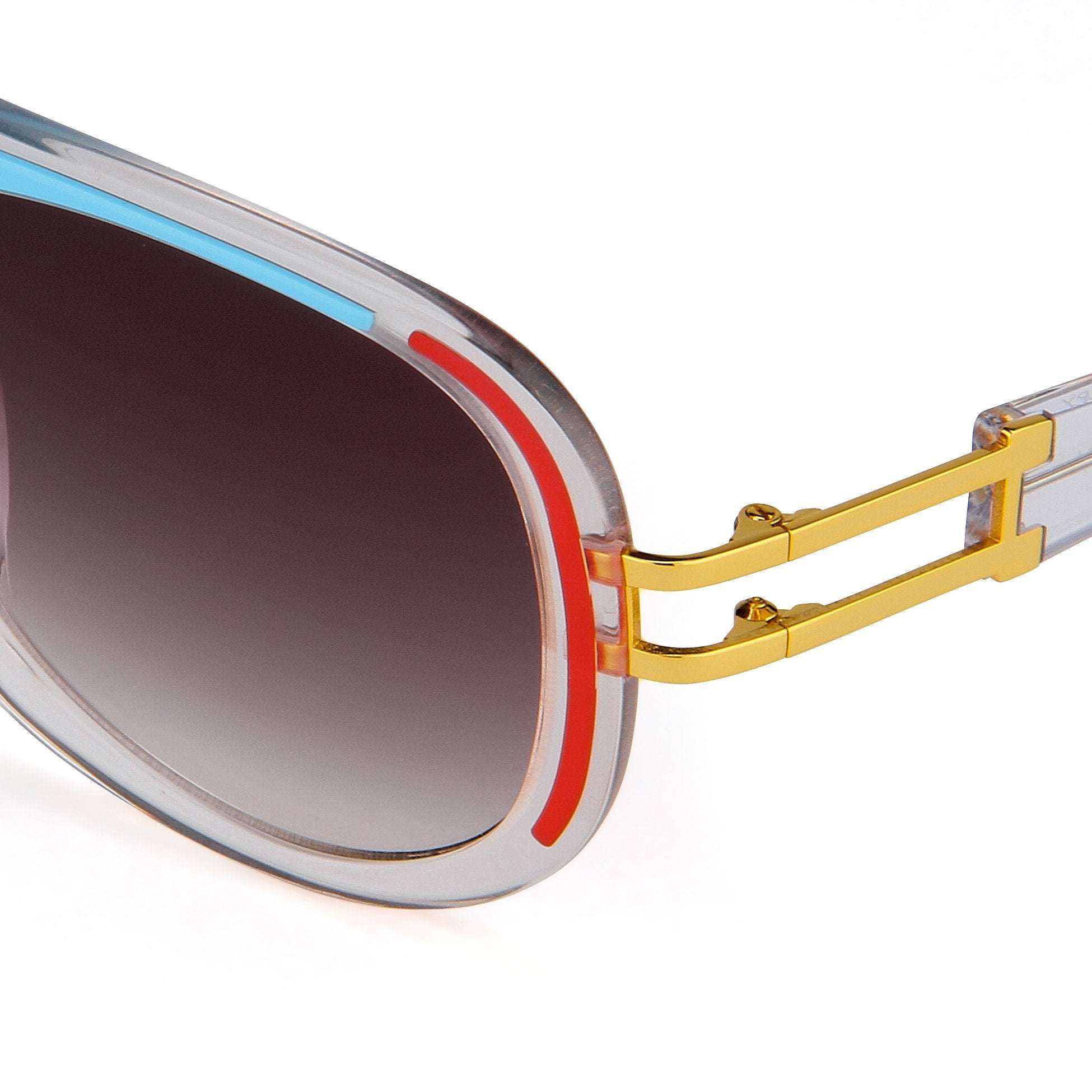 Prabal Gurung Sunglasses Female Aviator Blue/Red and Clear Acetate CAT 3 Grey Lenses PG10C2SUN - Watches & Crystals