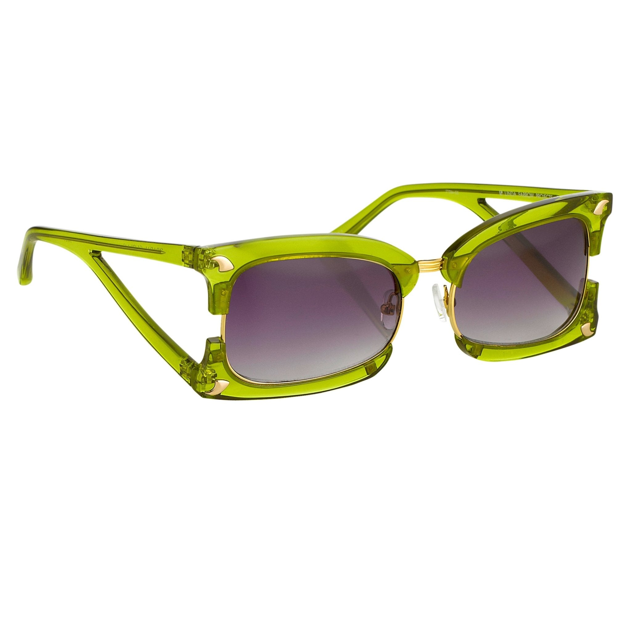 Prabal Gurung Sunglasses Rectangular Apple Green With Purple Category 3 Graduated Lenses PG2C4SUN - Watches & Crystals