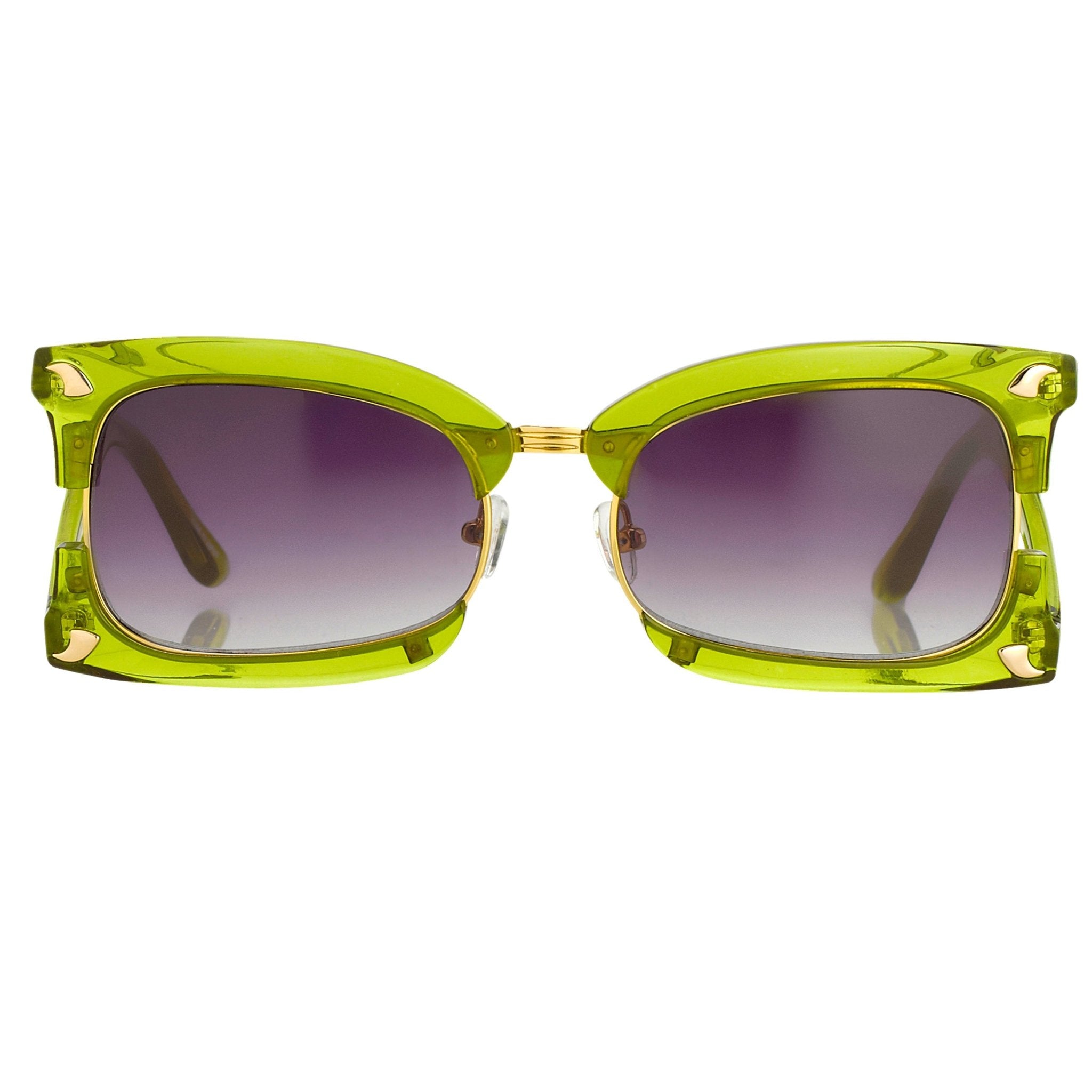 Prabal Gurung Sunglasses Rectangular Apple Green With Purple Category 3 Graduated Lenses PG2C4SUN - Watches & Crystals