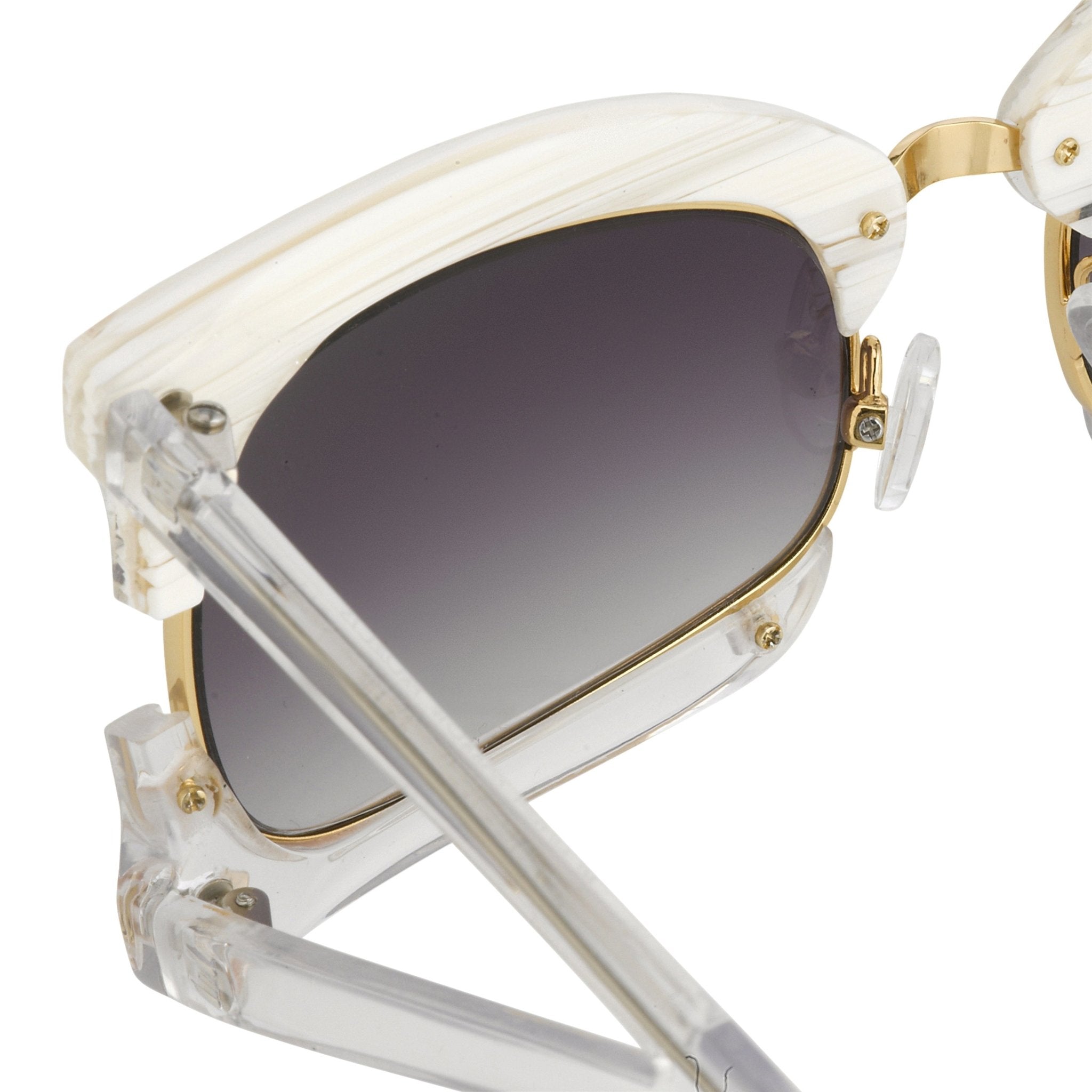 Prabal Gurung Sunglasses Rectangular Textural White With Purple Category 3 Graduated Lenses PG2C2SUN - Watches & Crystals