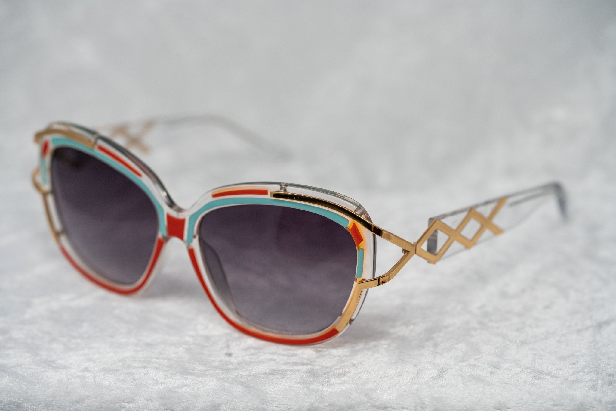 Prabal Gurung Sunglasses Square Clear Red Sky Blue With Grey Category 3 Graduated Lenses PG8C2SUN - Watches & Crystals