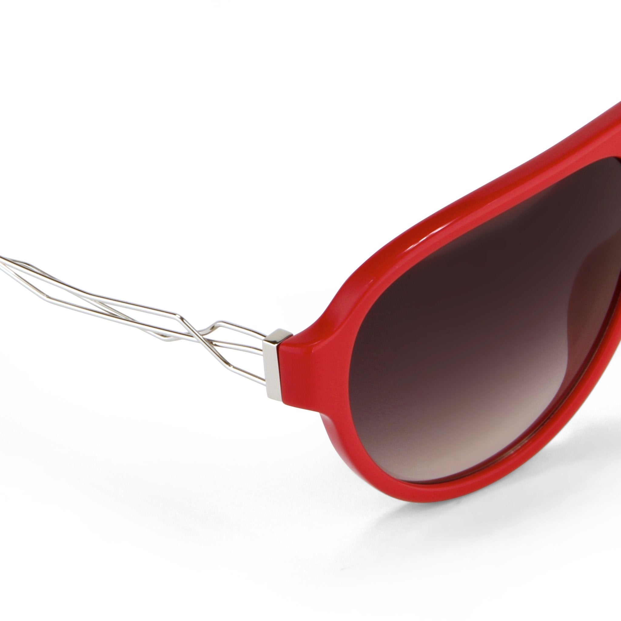 Prabal Gurung Sunglasses Unisex Aviator Red Acetate CAT 2 Grey Gradient Lenses PG16C4SUN - Watches & Crystals